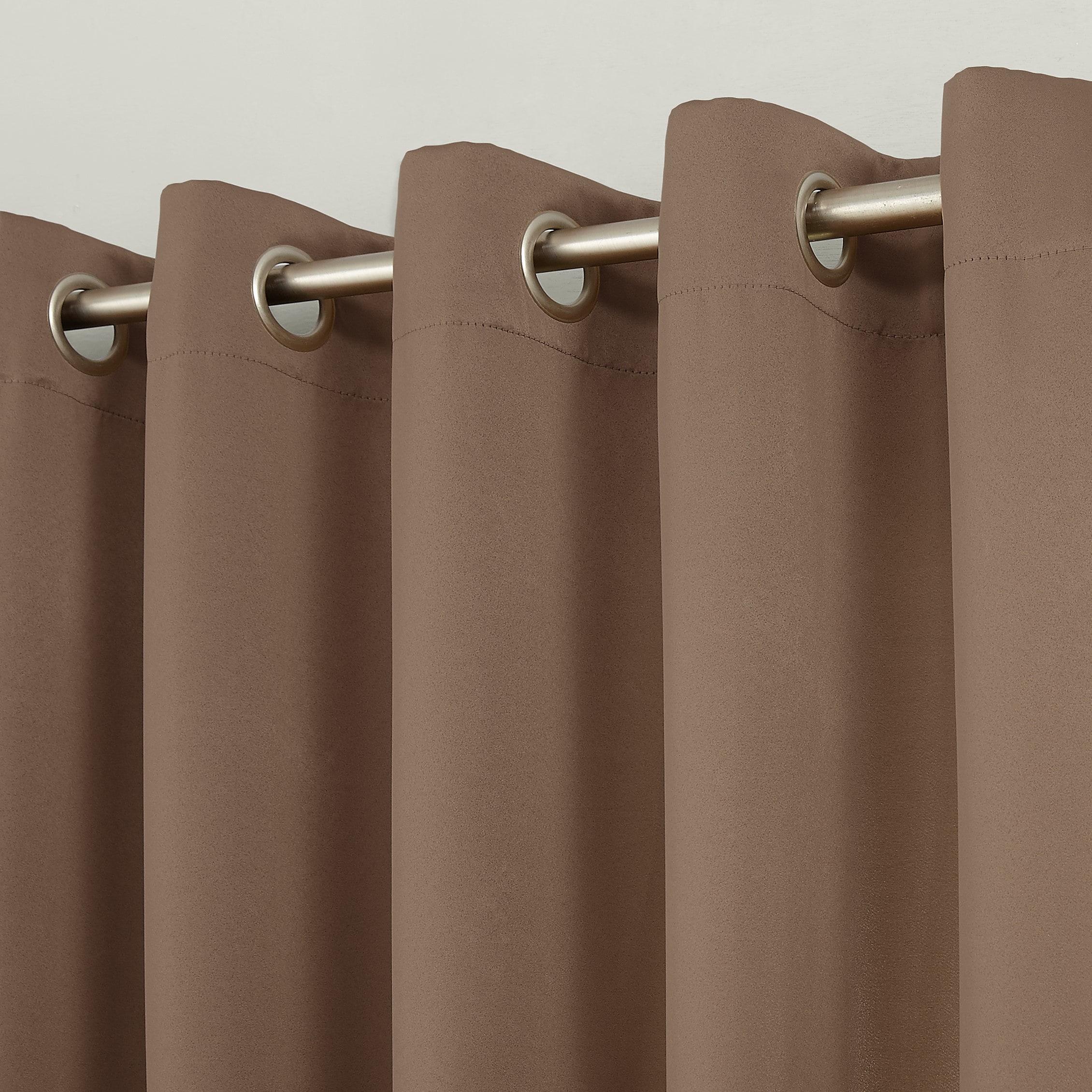 40"x54" Sun Zero Blackout Kenneth Energy Saving Grommet Curtain Panel Barley Brown: Solid Polyester Indoor Curtain