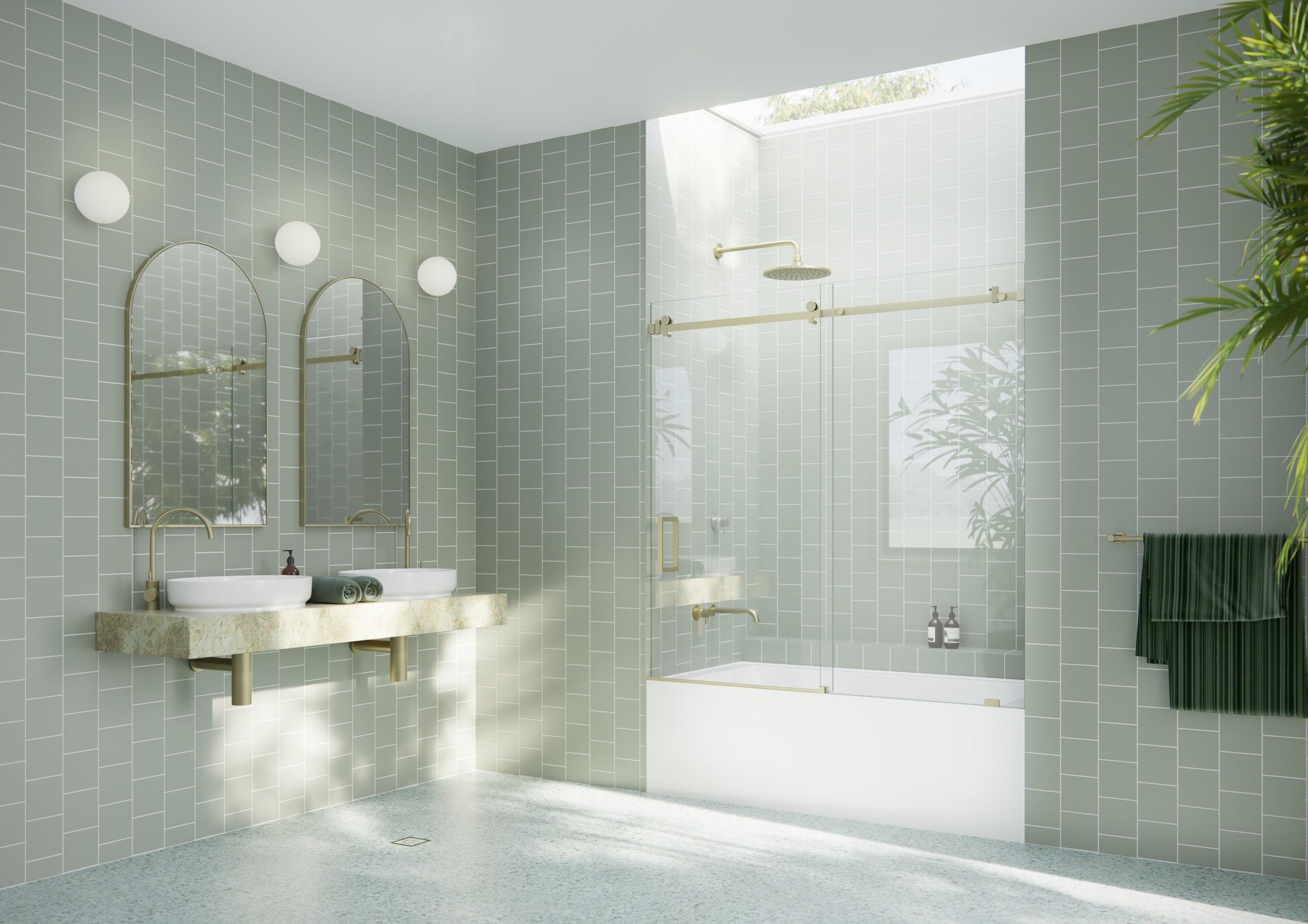 Astro 56 in. - 60 in. x 60 in. Frameless Sliding Bathtub Door