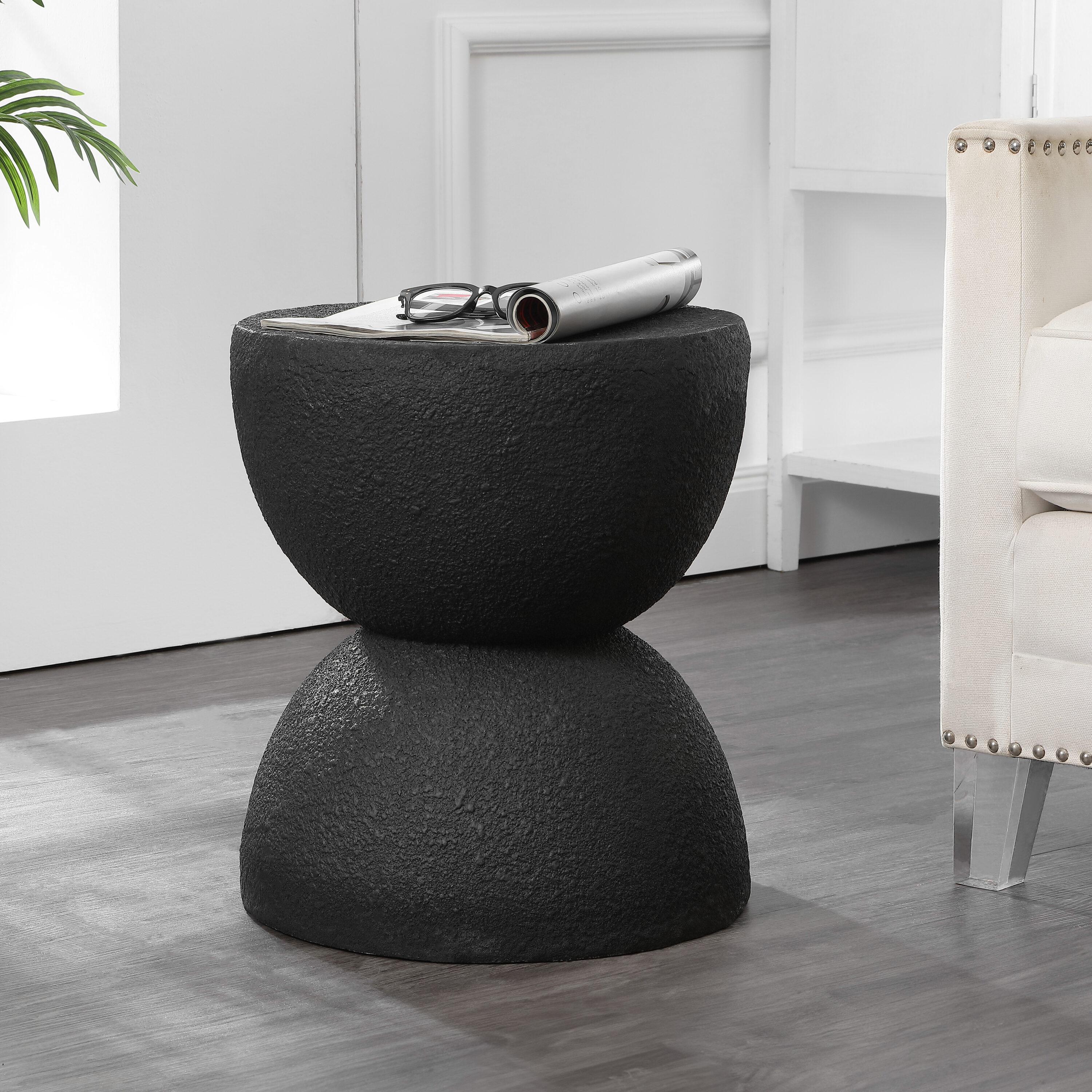 Greta 18" Mid-Century Modern Drum Accent Table , Black - JONATHAN Y