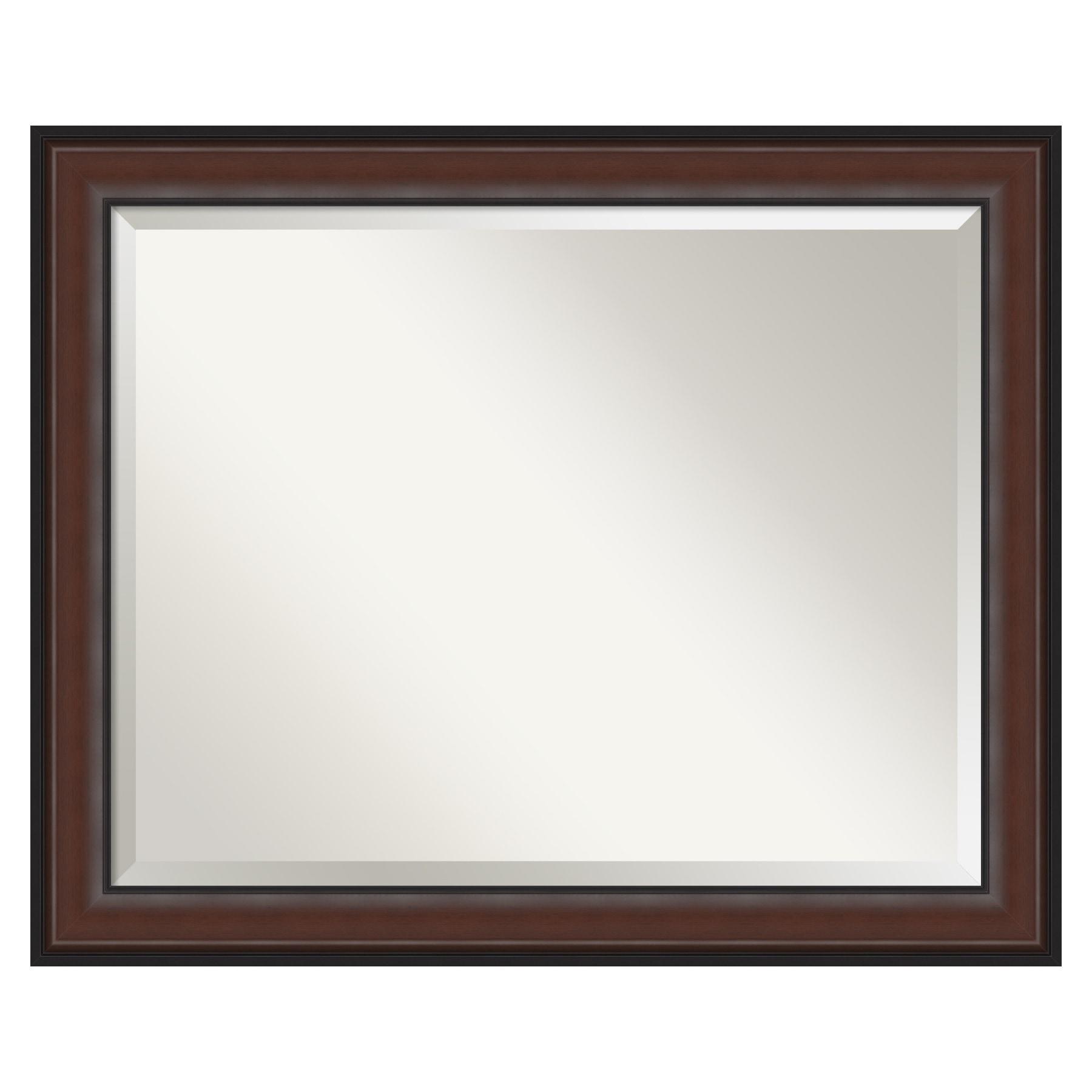 Amanti Art Harvard 32.5-Inches x 26.5-Inches Framed Rectangle Bathroom Vanity Mirror ( Walnut Cherry )