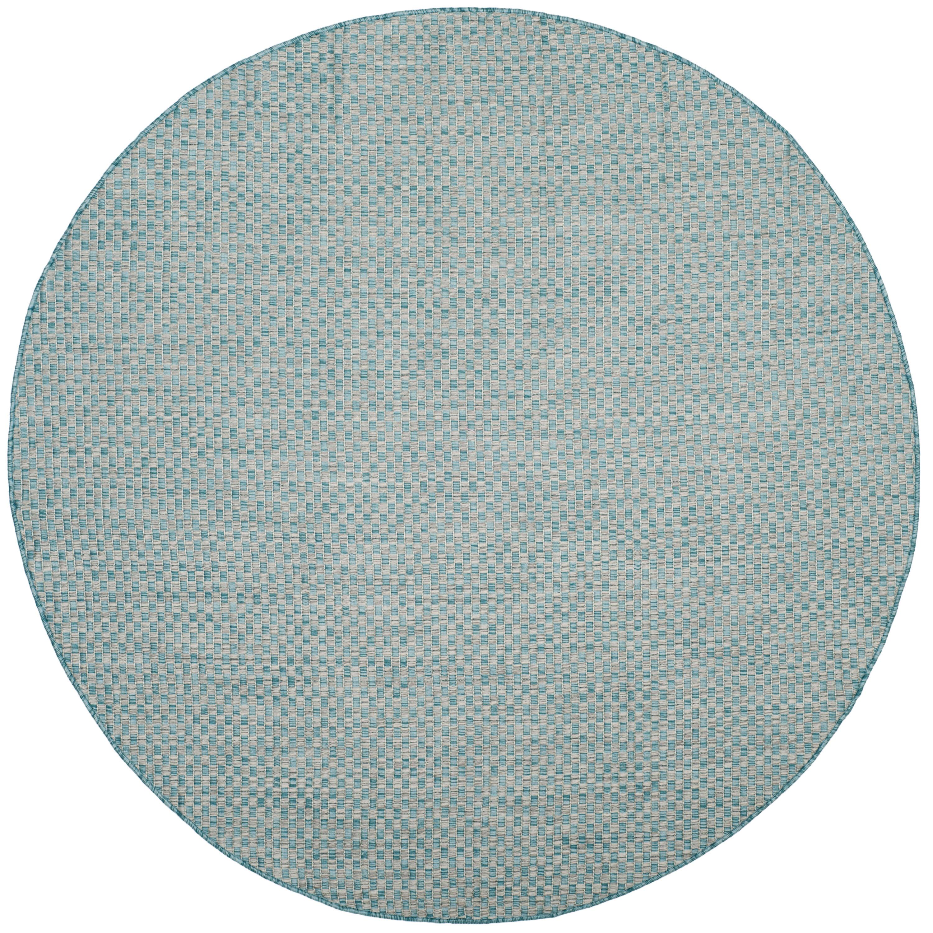 Courtyard CY8653 Power Loomed Indoor and Outdoor Area Rug - Light Blue/Light Grey - 5'3" Round - Safavieh