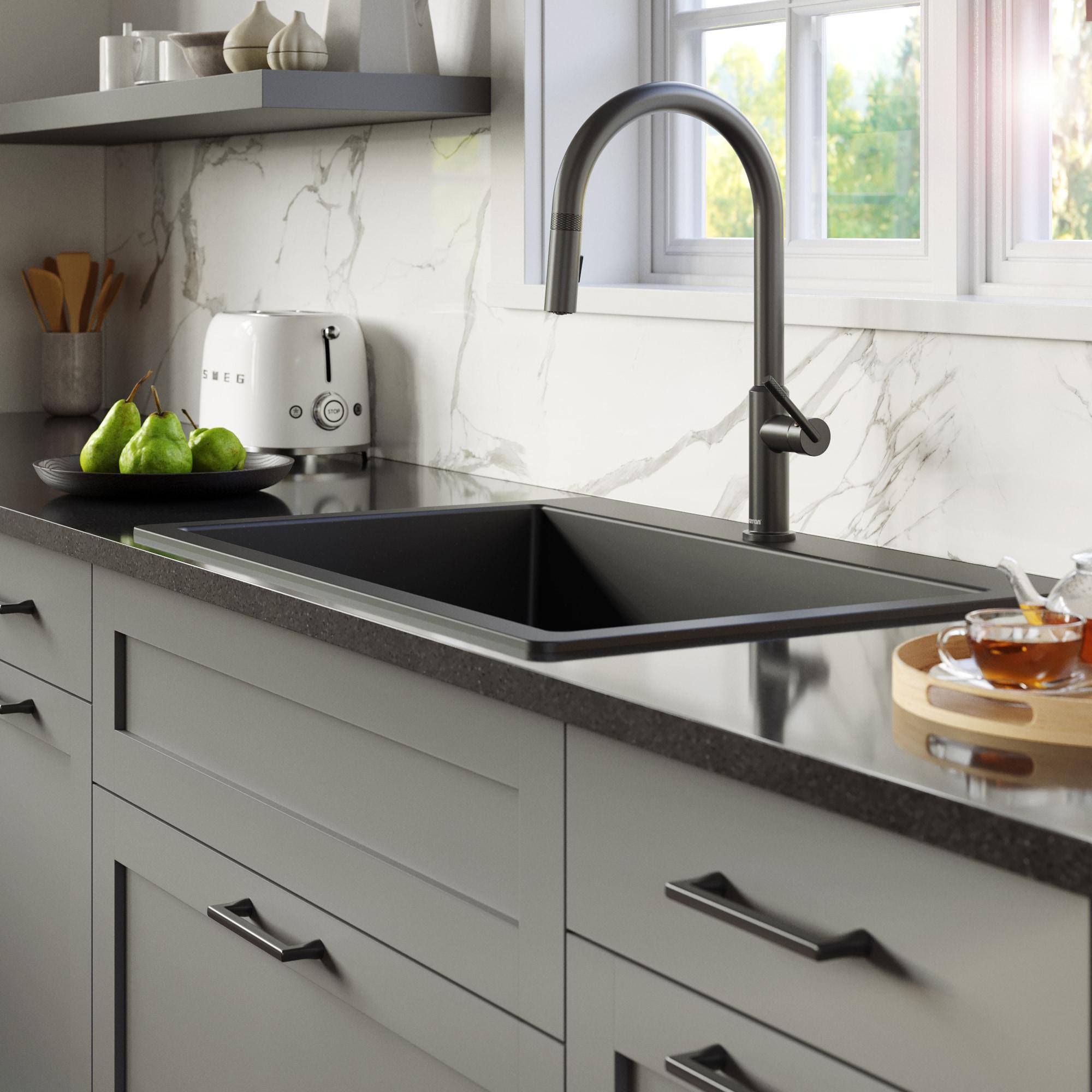 Karran Quartz 33'' X 22'' Large Single Bowl Drop-in Kitchen Sink