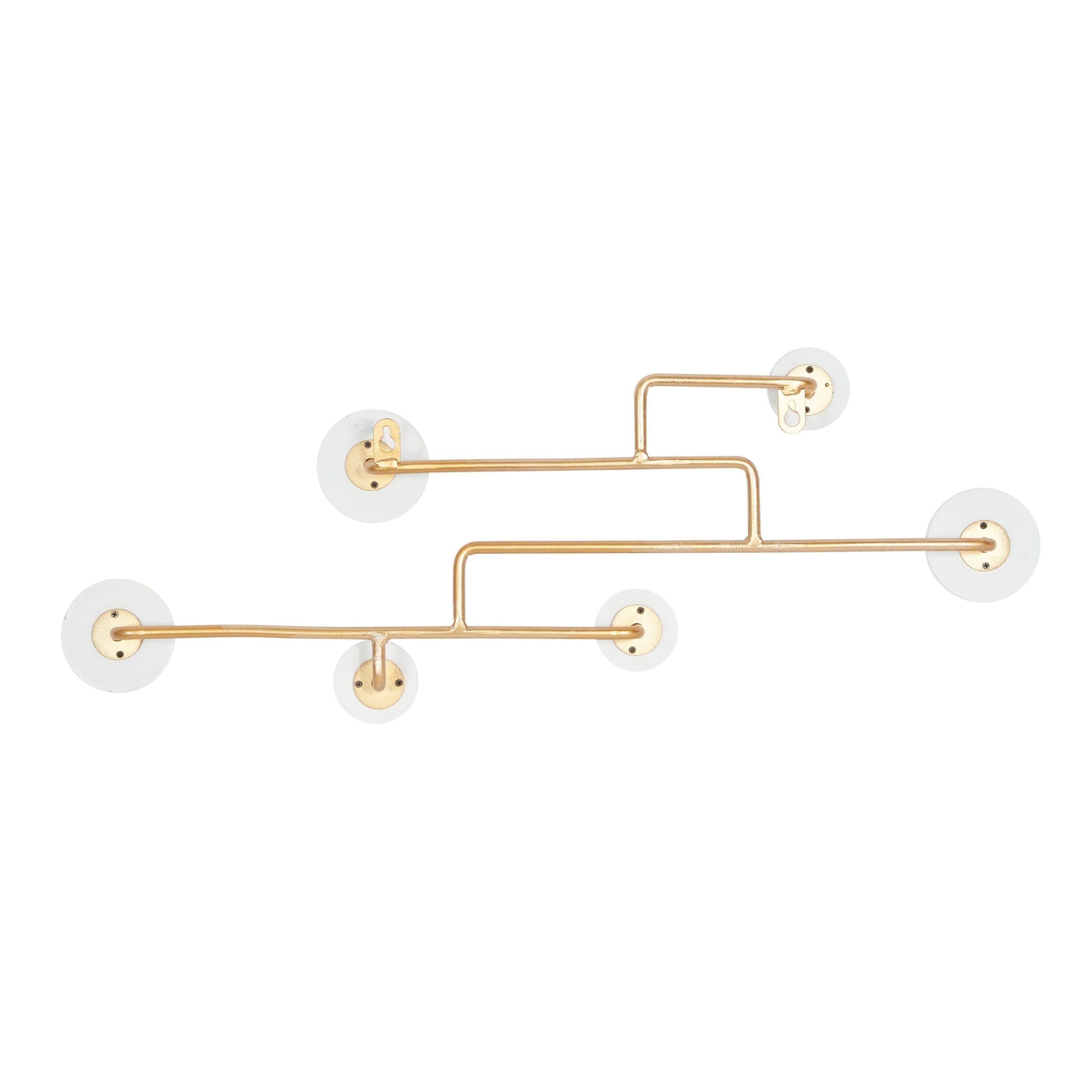 DecMode 24" x 7" Gold Wooden 6 Hangers Wall Hook, 1-Piece