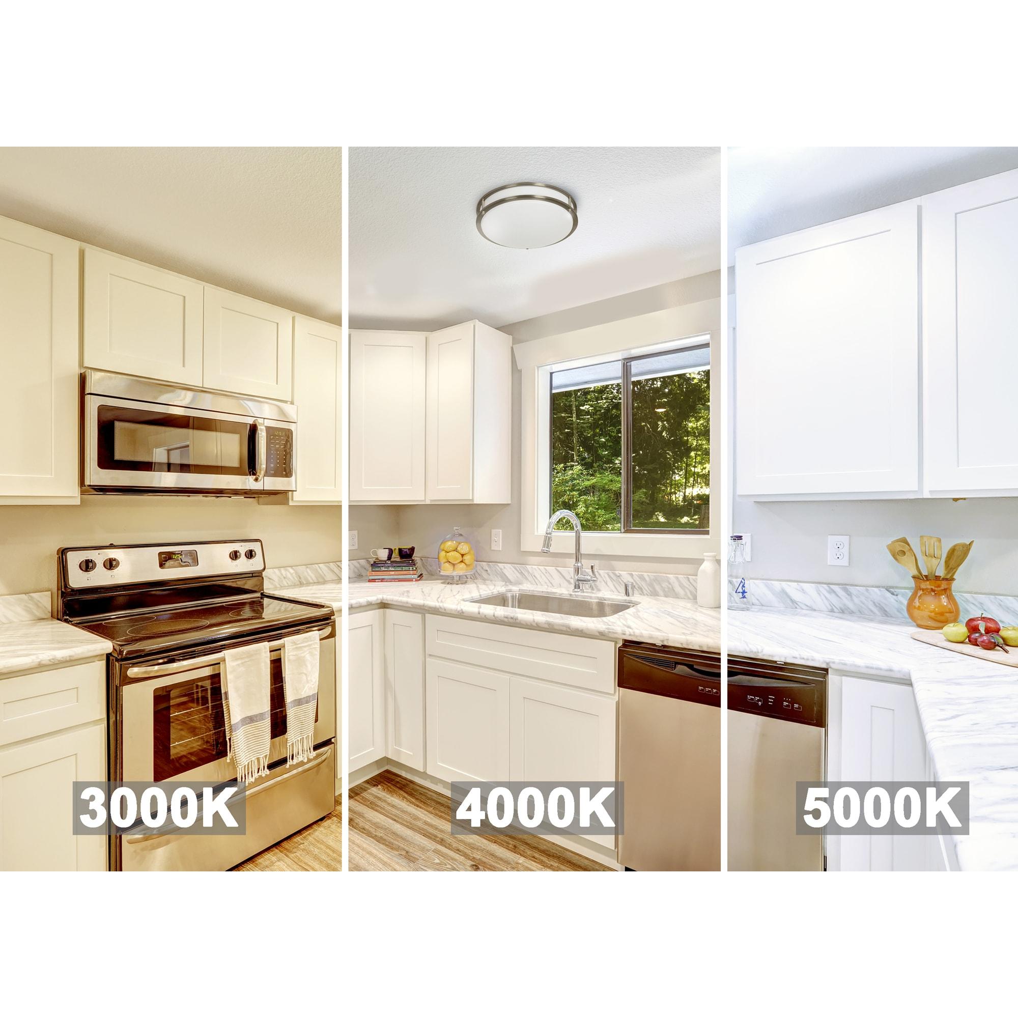 Designers Fountain Flush Mount Ceiling Light, 10 Inch Round LED DC Lighting Fixture Kitchen, Bedroom, Bathroom, Hallway, Dimmable, 1150 Lumens, 3000K/4000K/5000K, Brushed Nickel, EV1410C3C-35