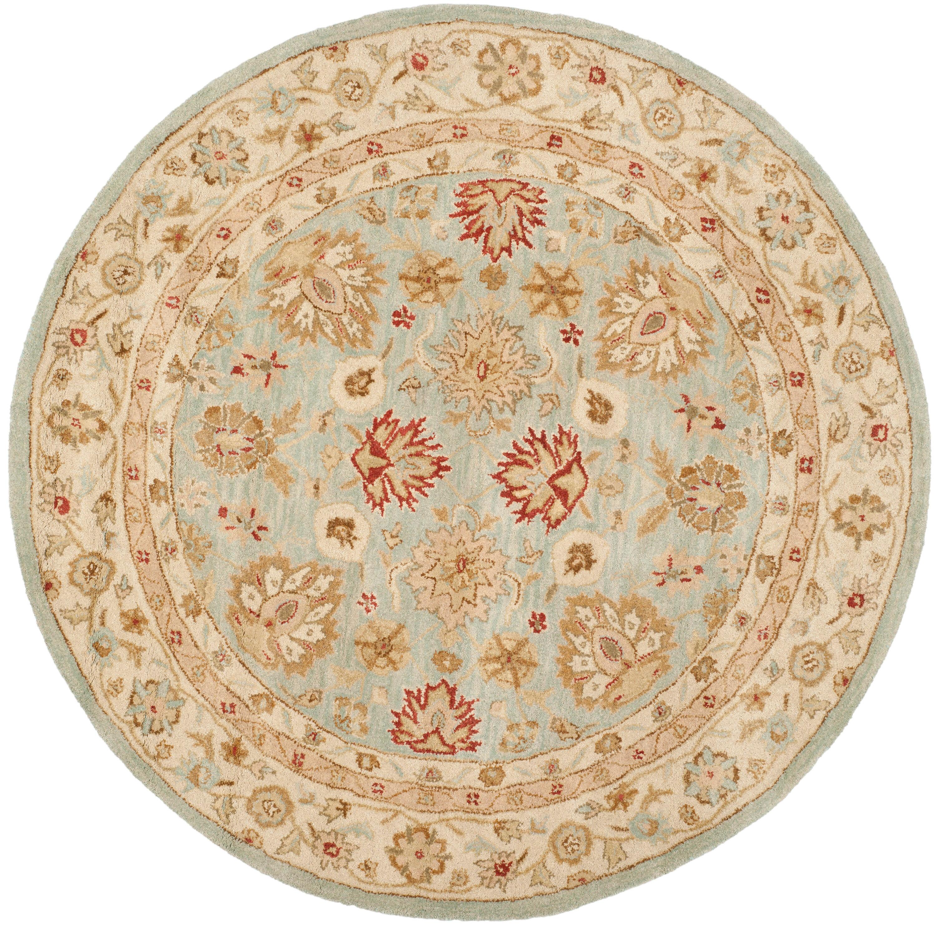 Antiquity AT822 Hand Tufted Area Rug - Grey Blue/Beige - 10' Round - Safavieh.