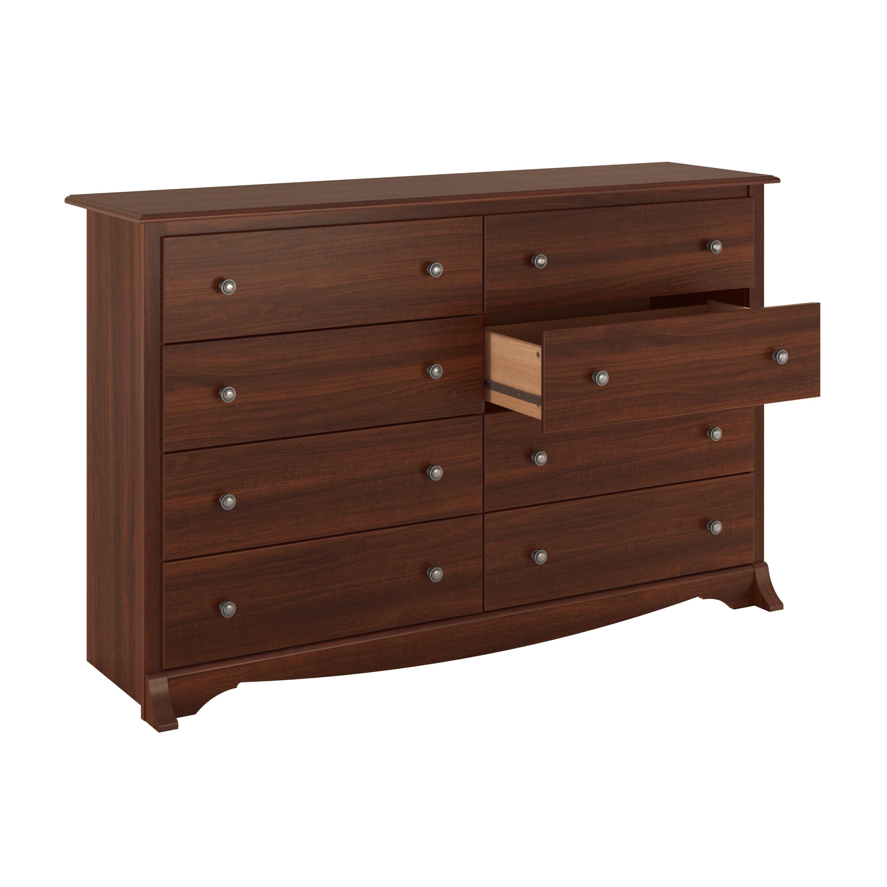 Sonoma 8 Drawer Dresser Cherry - Prepac: Laminated Composite Wood, Metal Glides