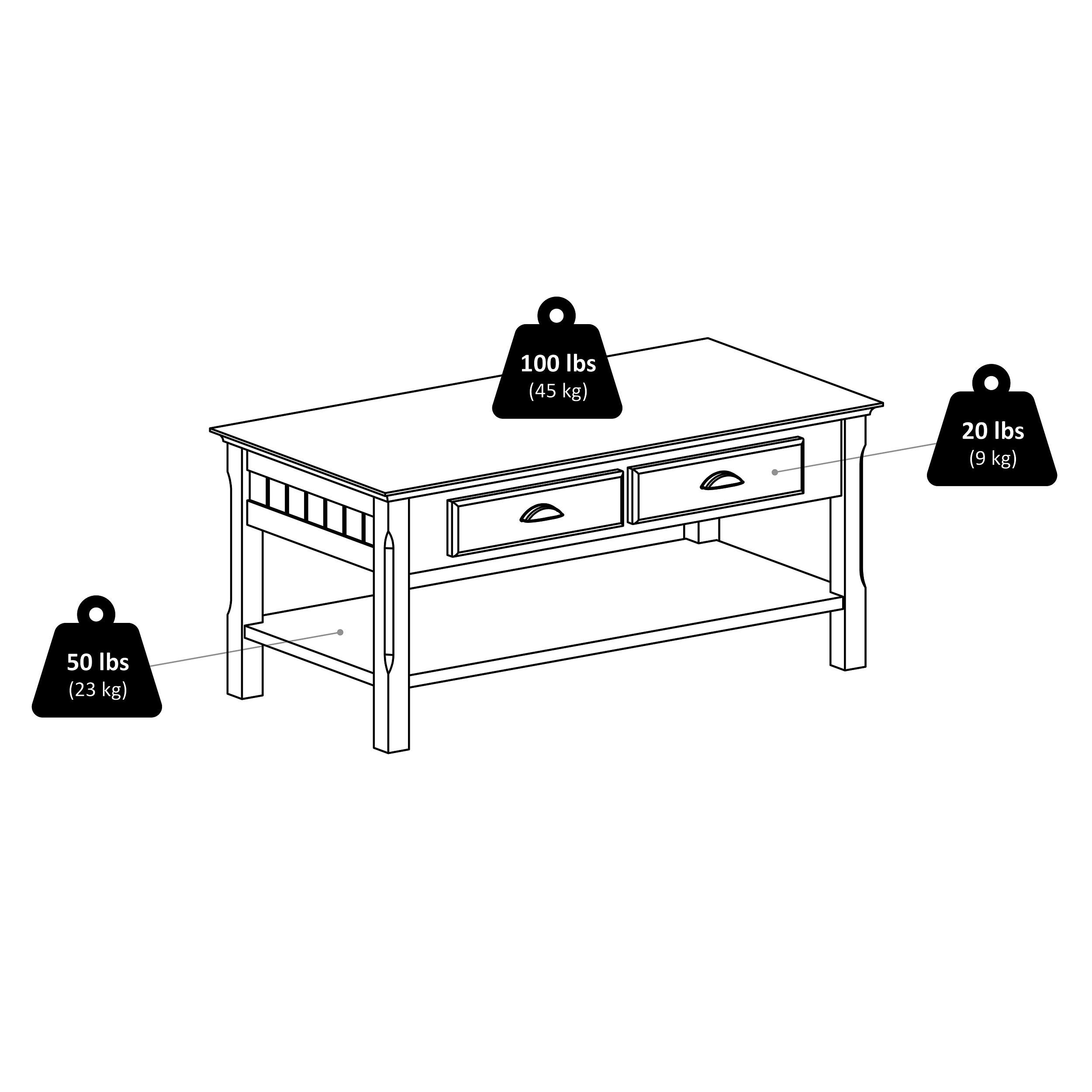 Timer Coffee Table, Drawers and Shelf - Black - Winsome: Solid Wood, Chrome Handle Accents