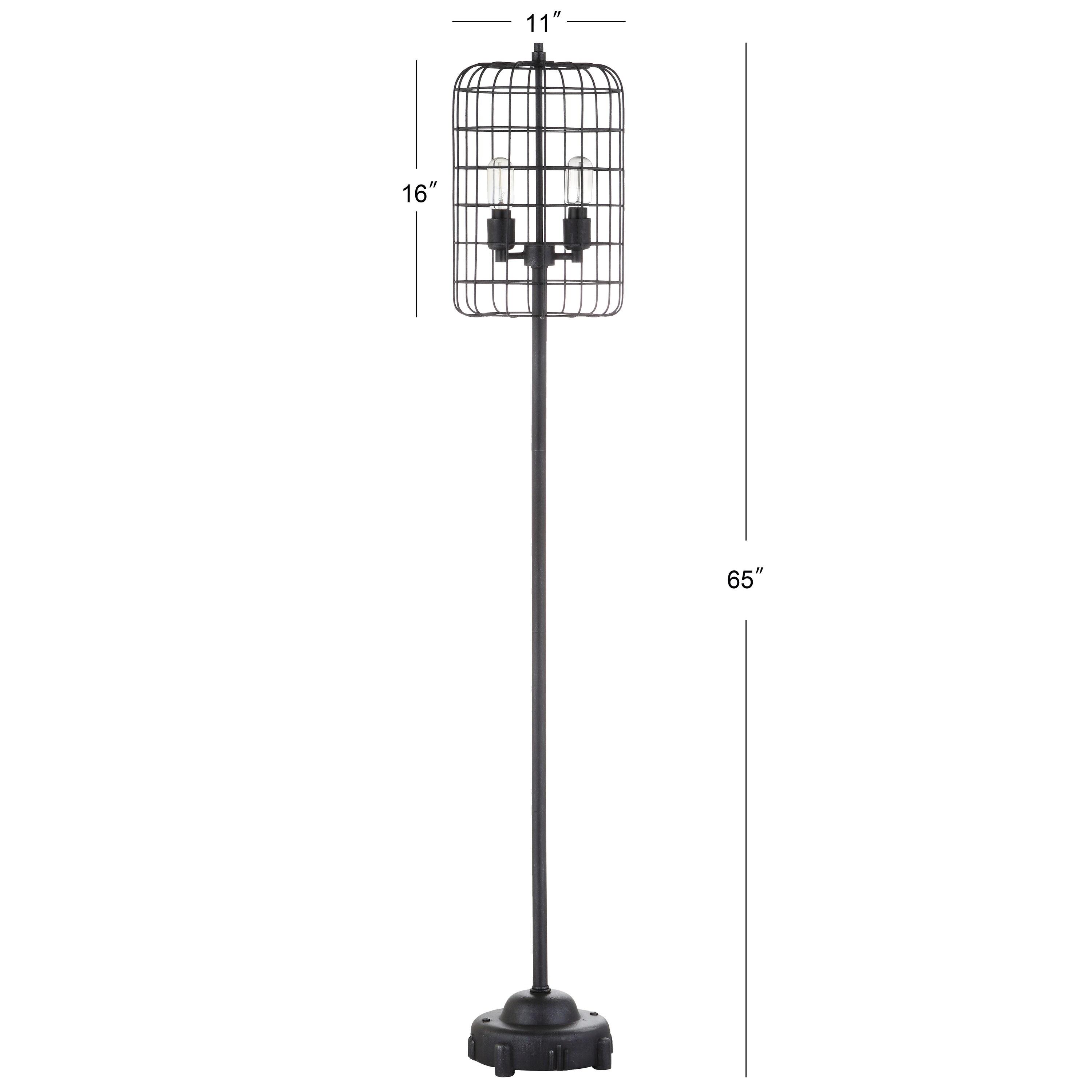 Odette 65" Industrial Metal Floor Lamp, Black/Silver