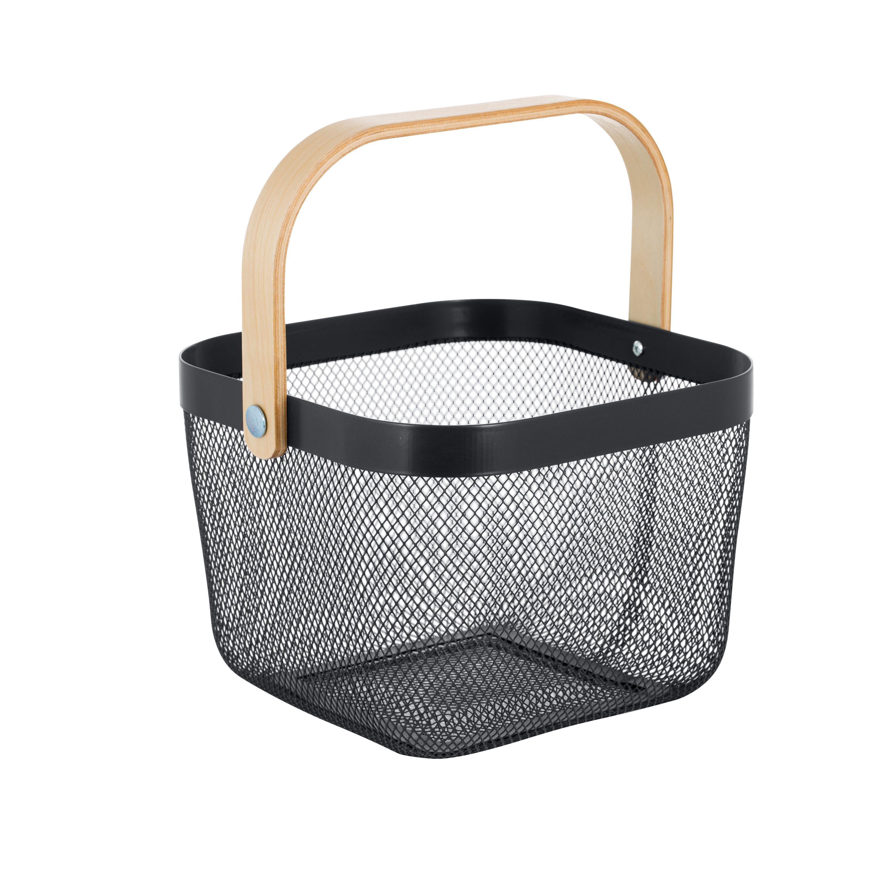 Simplify Mesh Tote with Bamboo Handle Gray