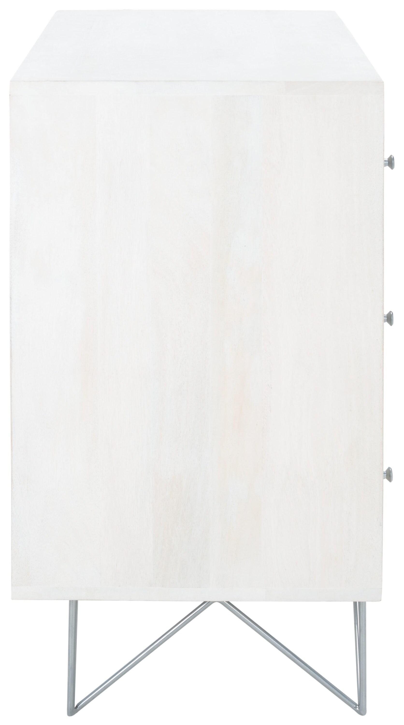 Marigold 3 Drawer Chest - White Washed/Silver - Safavieh