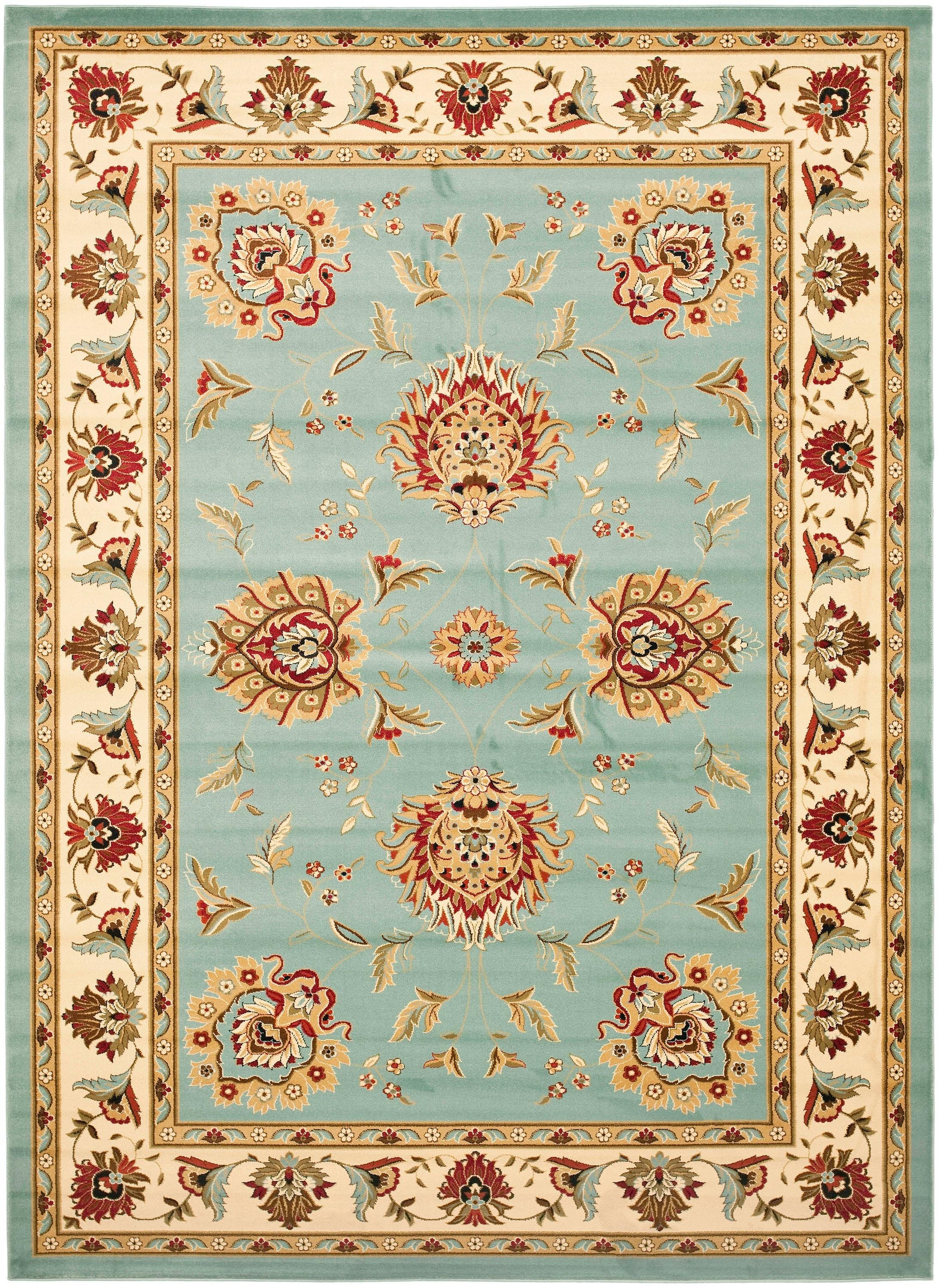 Lyndhurst LNH555 Power Loomed Area Rug - Blue/Ivory - 8'9"x12' - Safavieh