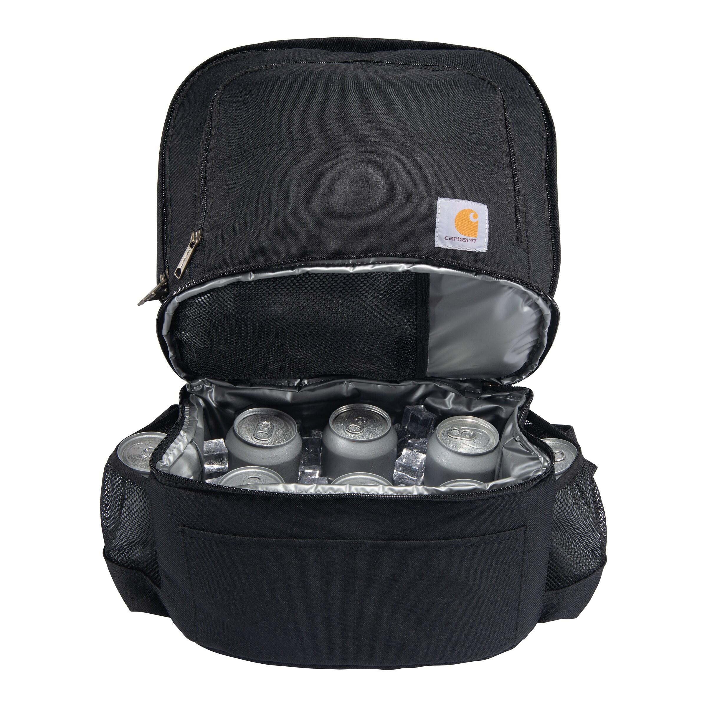 Black Insulated Cooler Backpack with Wheels and Compartments