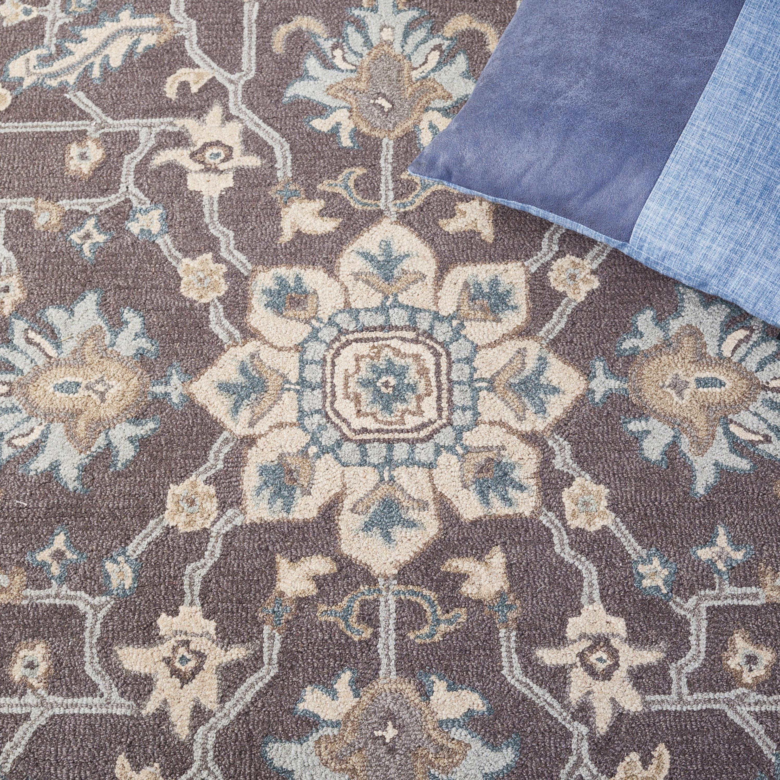 Blossom BLM217 Hand Tufted Area Rug - Dark Grey/Light Brown - 8'x10' - Safavieh.
