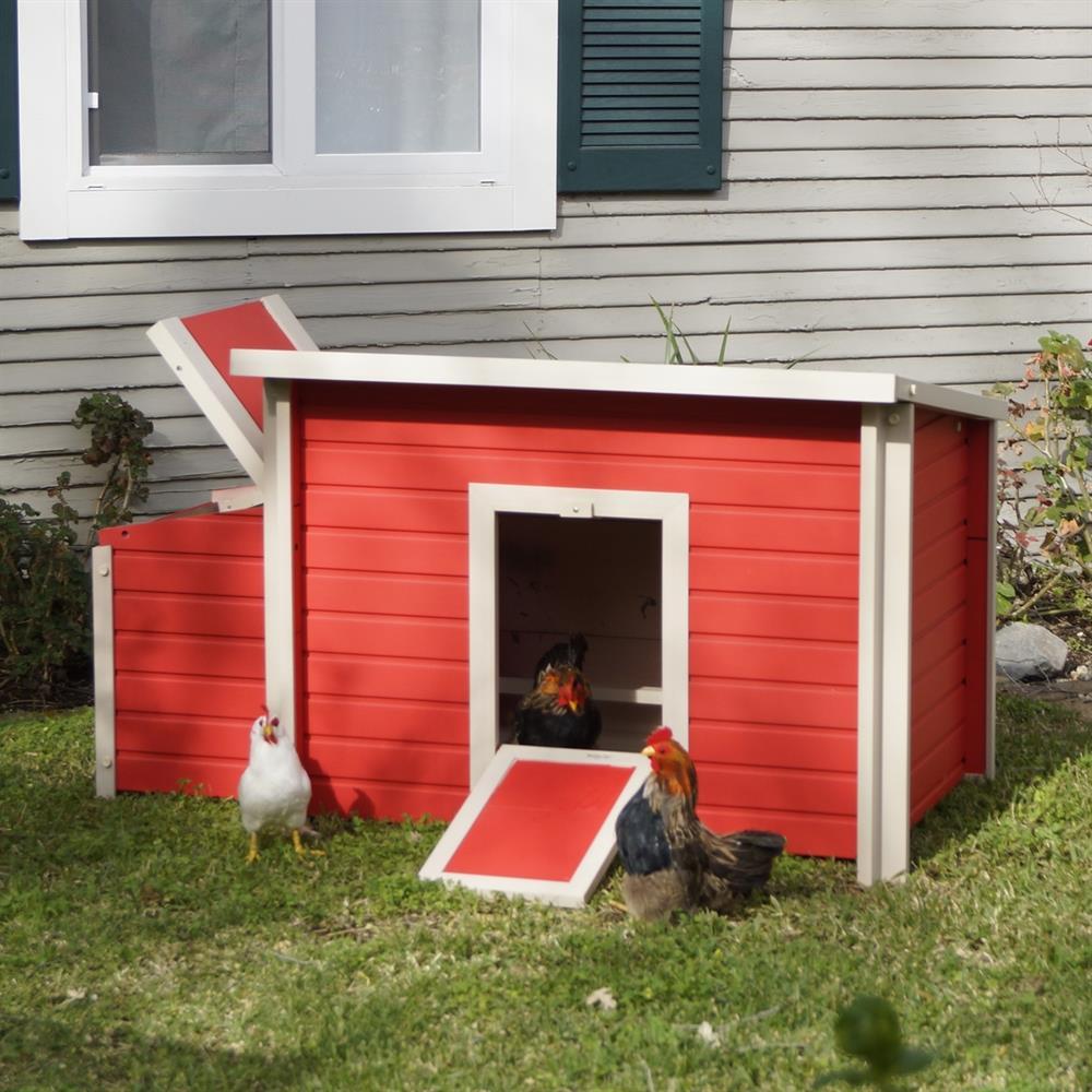 New Age Pet® ECOFLEX® Red Fontana Chicken Barn, Eco-Friendly and Non-Toxic Urban Coop for 2-3 Chickens, Easy Assembly, with Nesting Box and Roosting Bars, Moisture and Odor Resistant