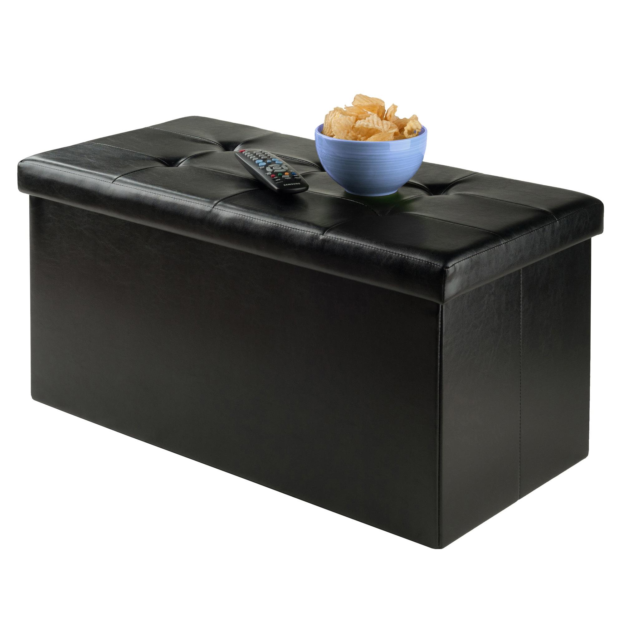 29.92" Ashford Ottoman with Accent Stools Faux Leather Black - Winsome