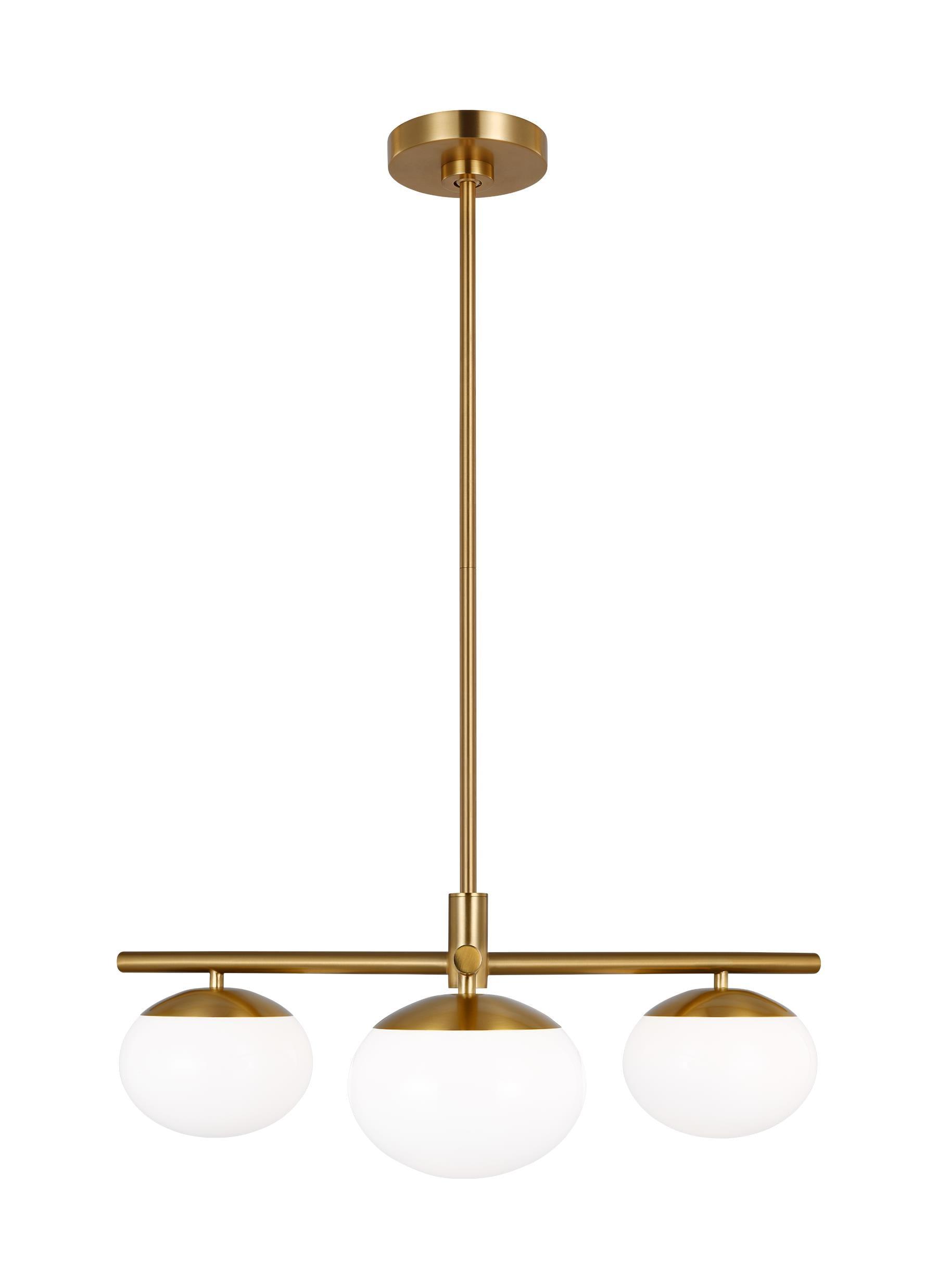 Burnished Brass 3-Light Globe Chandelier with Milk Glass Shades