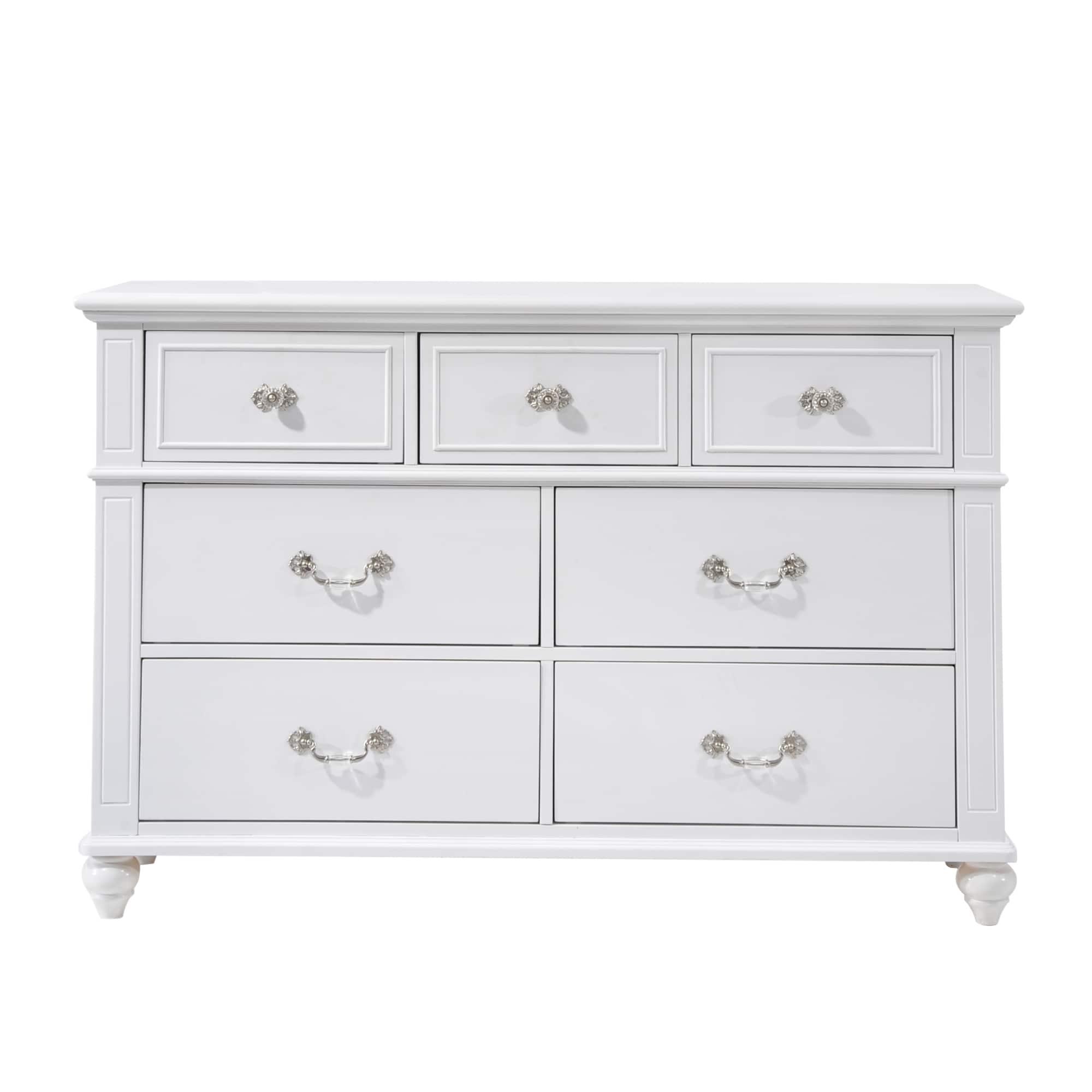 Picket House Furnishings Annie Dresser White: 5-Drawer Horizontal Storage, Wood Frame, Metal Glides