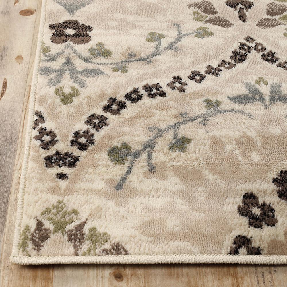 Superior Oriental Vintage Floral Damask Power-loom Indoor Area Rug, 8'x10', Beige-Brown