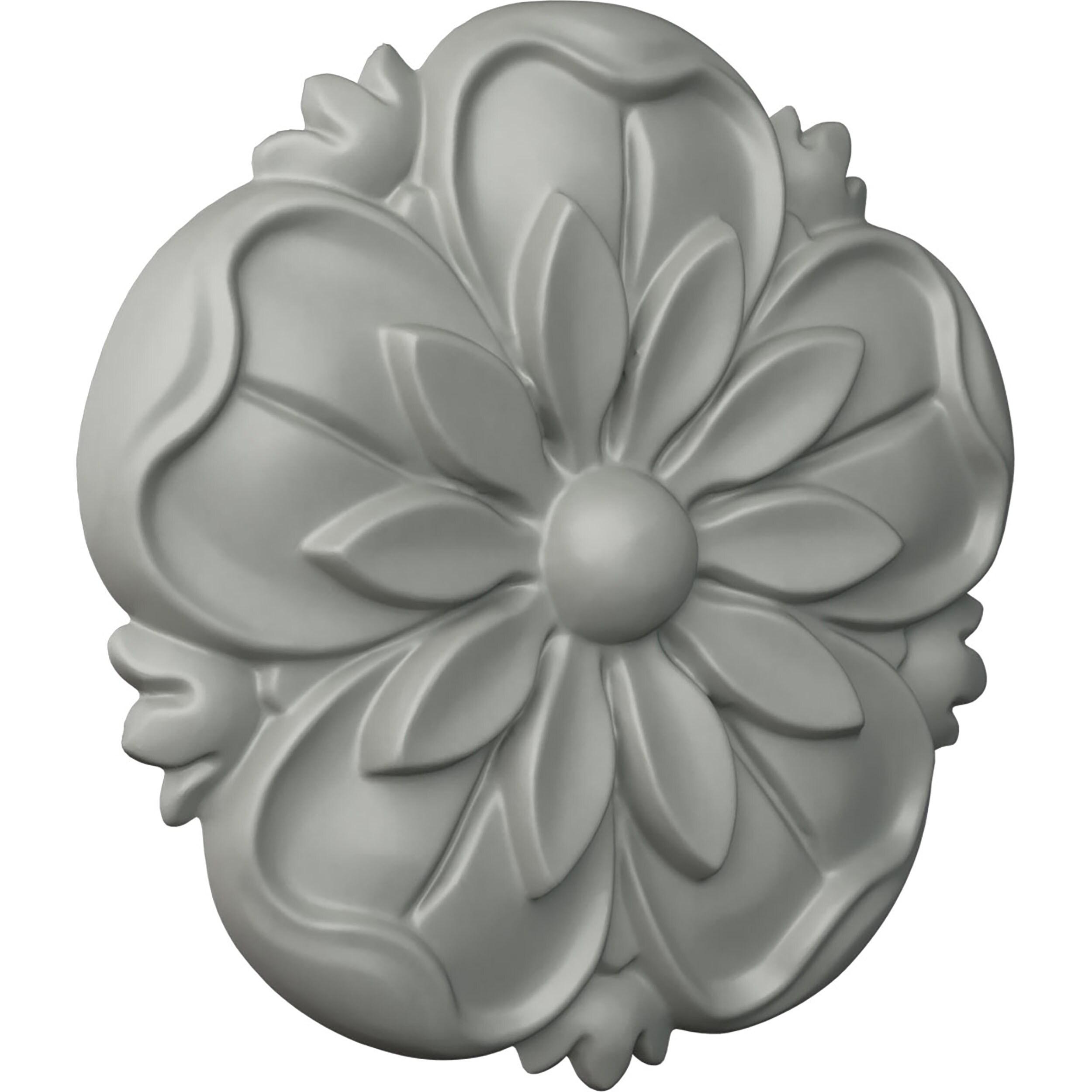 Primed Gray Round Floral Rosette Accent Piece