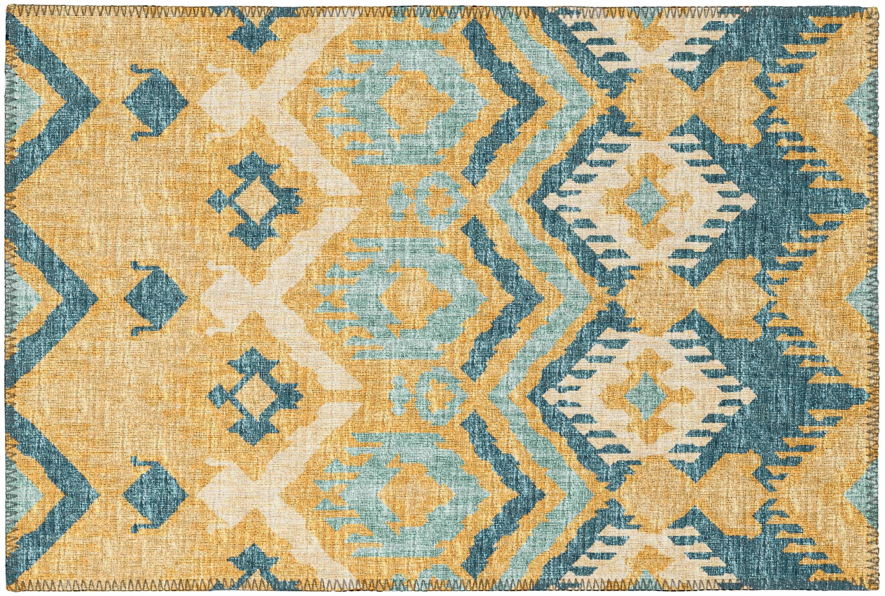 Addison Rugs Indoor/ Outdoor Addison Yuma Southwest Ikat Washable Area Rug 1'8" x 2'6" - Yellow
