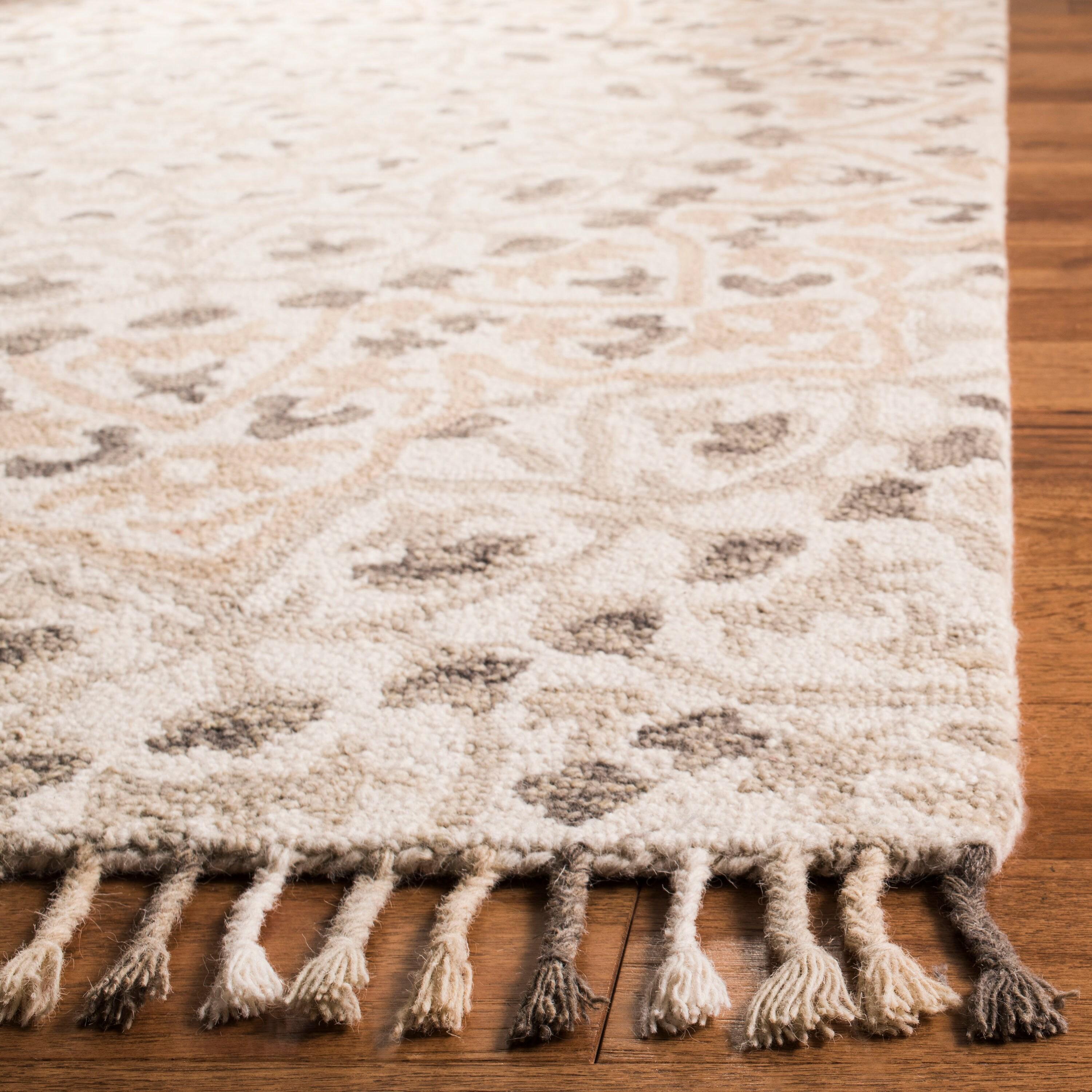 Blossom BLM459 Hand Tufted Indoor Area Rug - Ivory/Taupe - 6'x6' - Safavieh