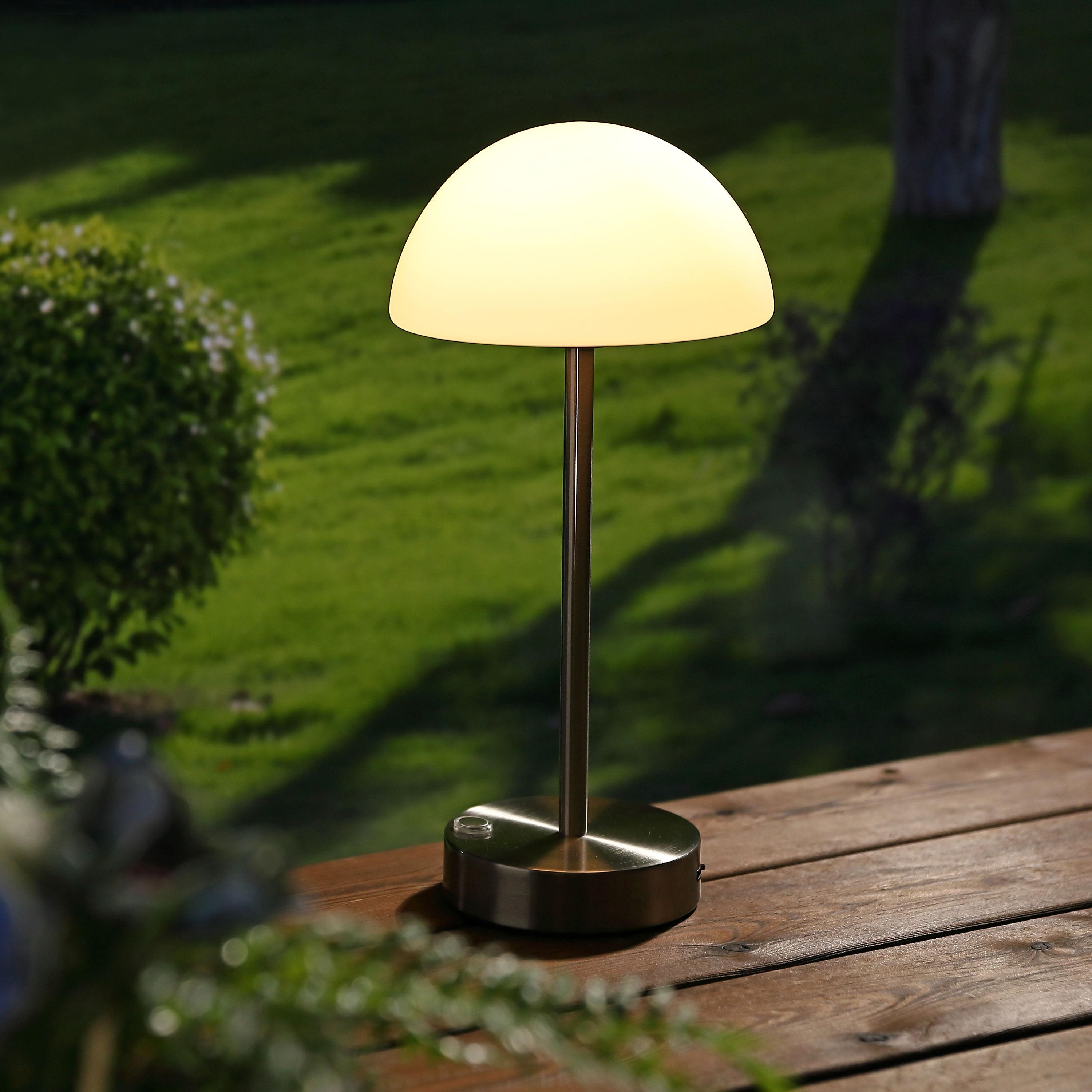 JONATHAN Y Xavier 12.5" Modern Minimalist Iron Rechargeable Integrated Portable LED Table Lamp, Nickel/White, JYL7109A