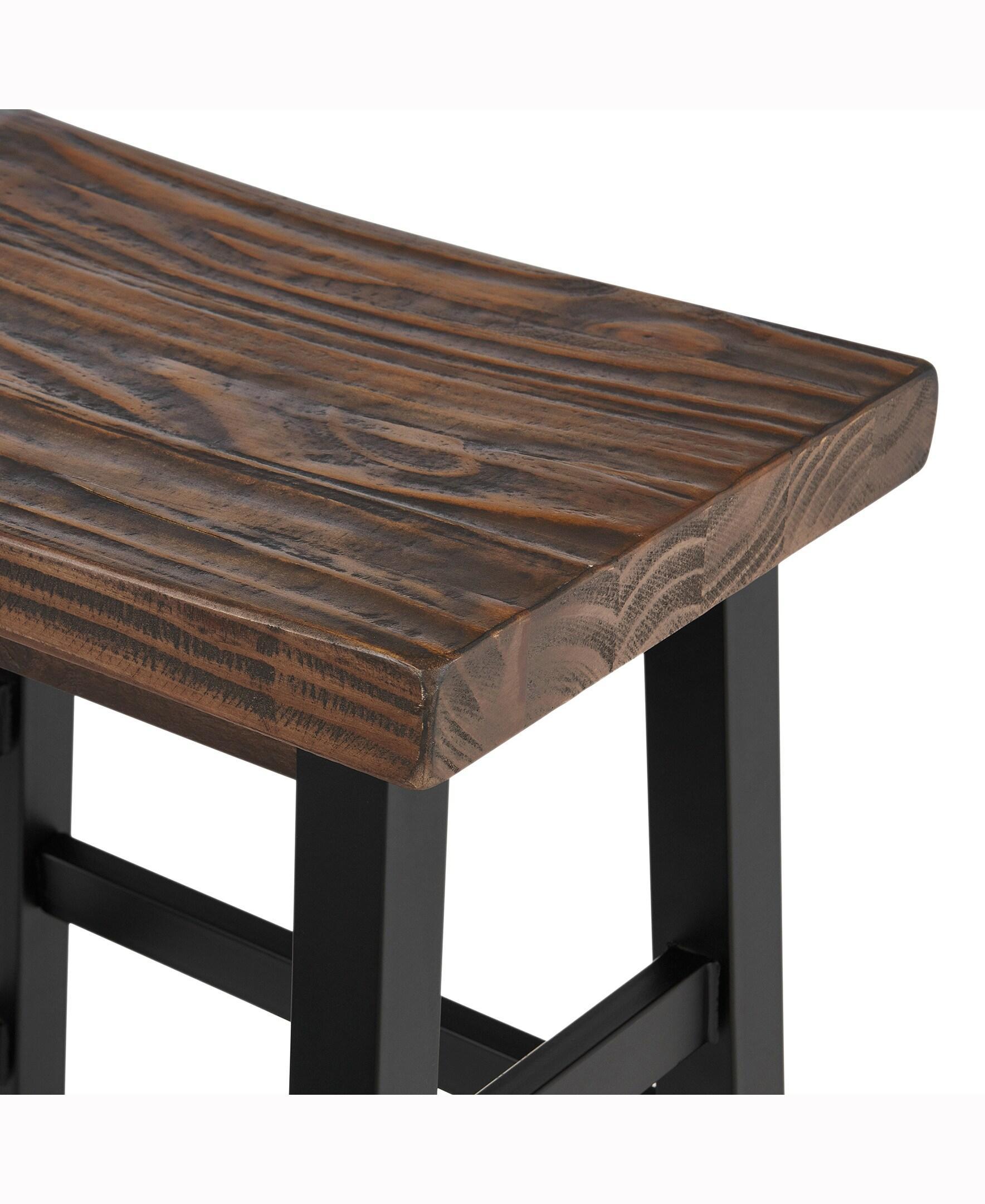 26" Pomona Reclaimed Wood Counter Height Barstool with Metal Legs Brown - Alaterre Furniture