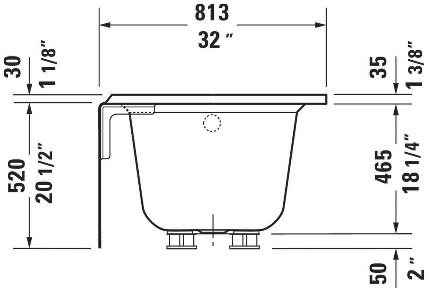 Architec 60" x 32" Alcove Soaking Bathtub with Left Drain (drain not included) - White