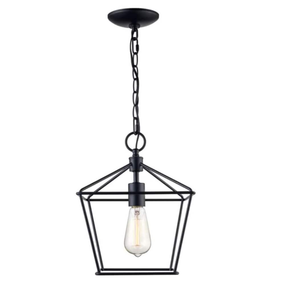 Farmhouse Industrial Black Metal Cage Mini Pendant Light