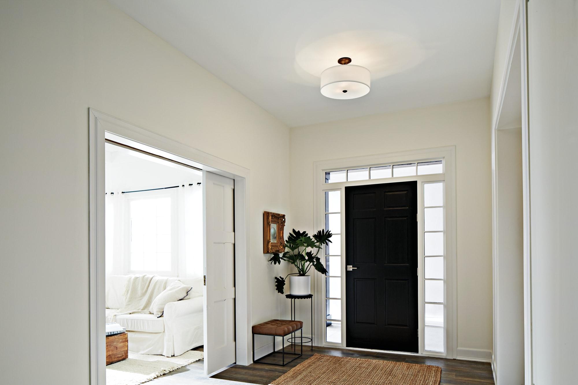 Kichler Shailene 18" 3 Light Olde Bronze Semi-Flush Mount Light with Microfiber Shade