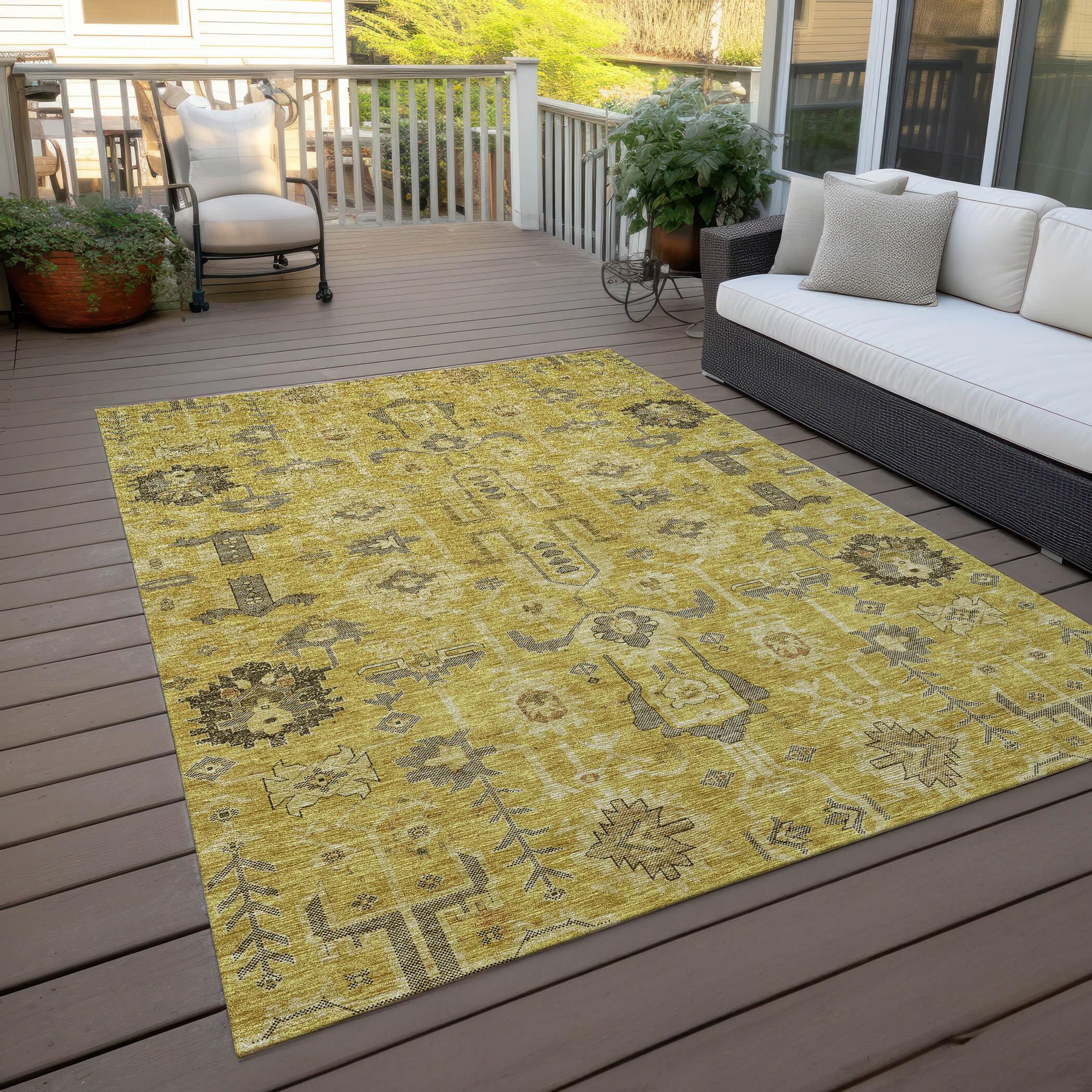 Addison Rugs Chantille ACN697GO 2 x 3 (ft) Polyester Gold Rectangular Indoor/Outdoor Geometric Machine washable Area rug