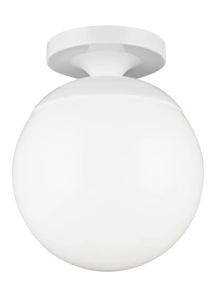 Leo Contemporary White Brass 8" Globe Semi-Flush Light