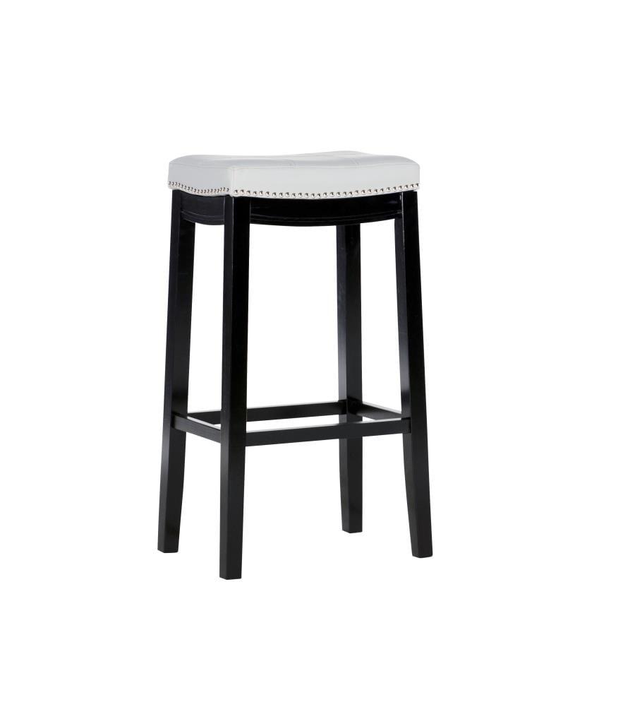 Claridge Backless Faux Leather Nailhead Saddle Barstool Gray - Linon