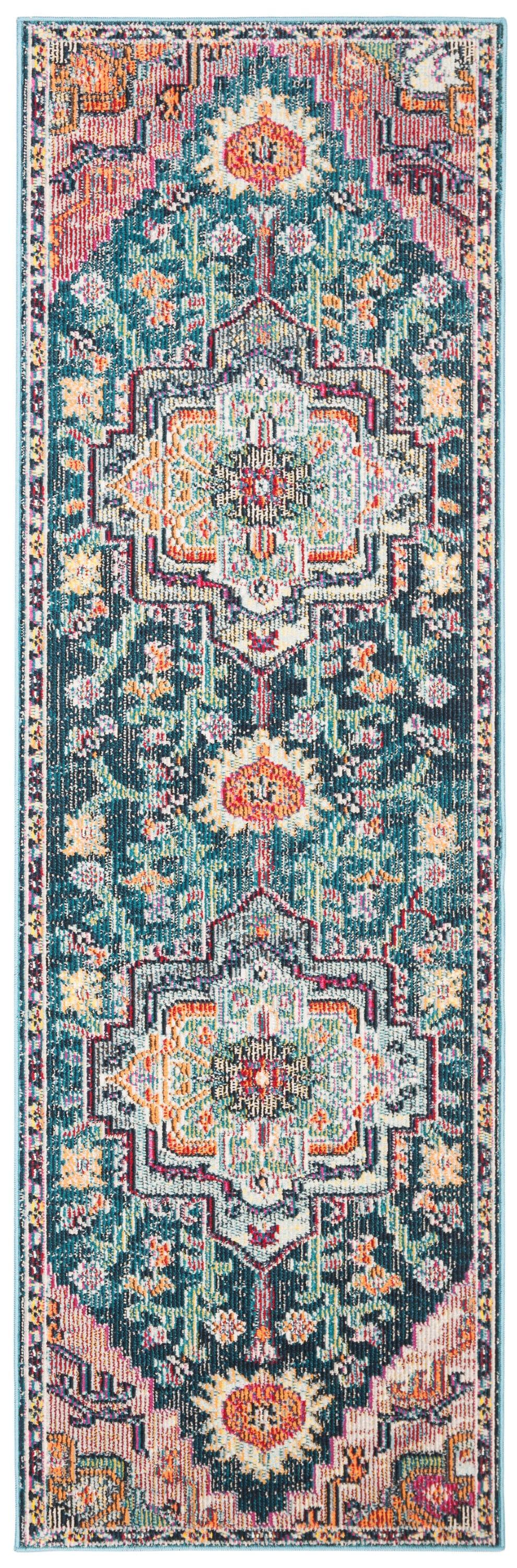 Crystal CRS501 Loomed Indoor Accent Rug - Teal/Rose - 2'2"x5' - Safavieh