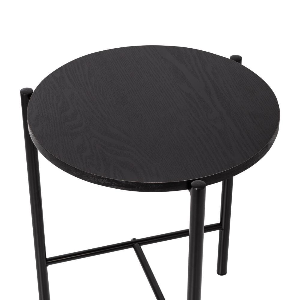 Honey-Can-Do Round Side Table with T-Pattern Base, Black