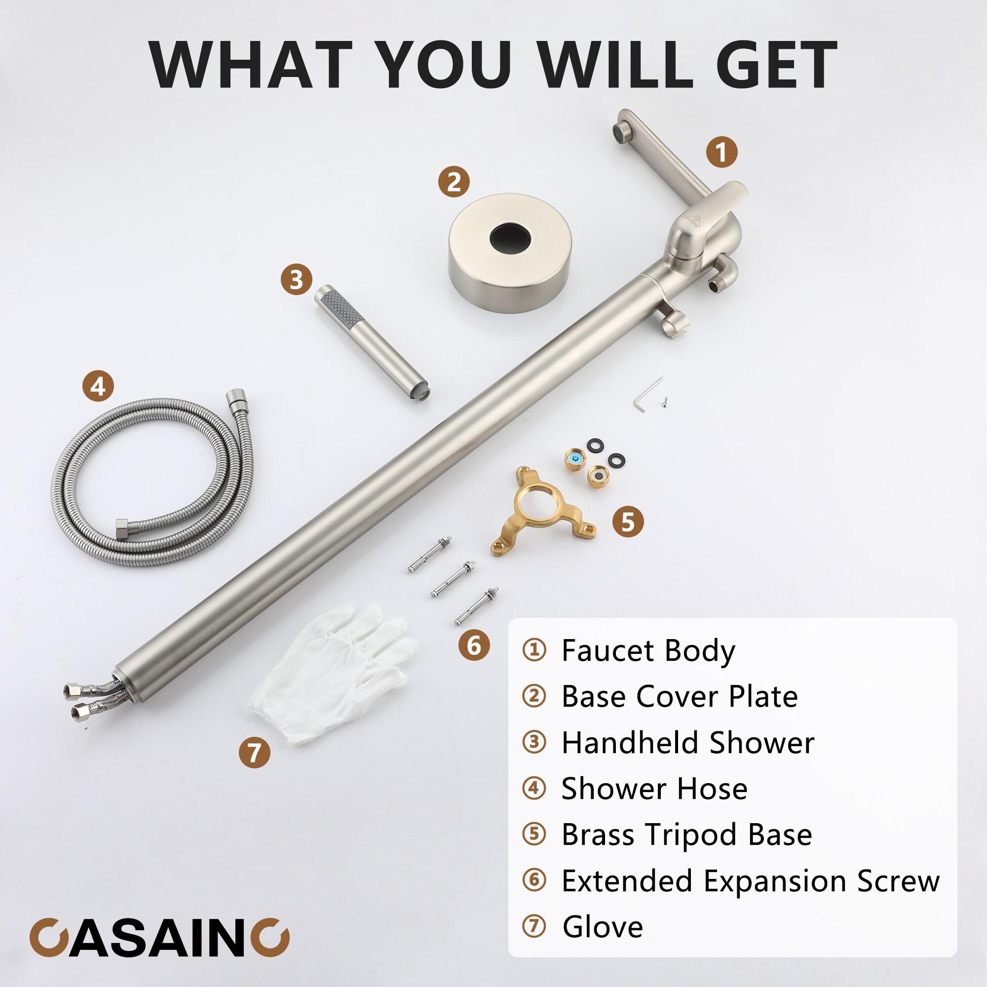 CASAINC KCLT0054-BN Single Handle Freestanding Bathtub Faucet with Diverter and Handshower