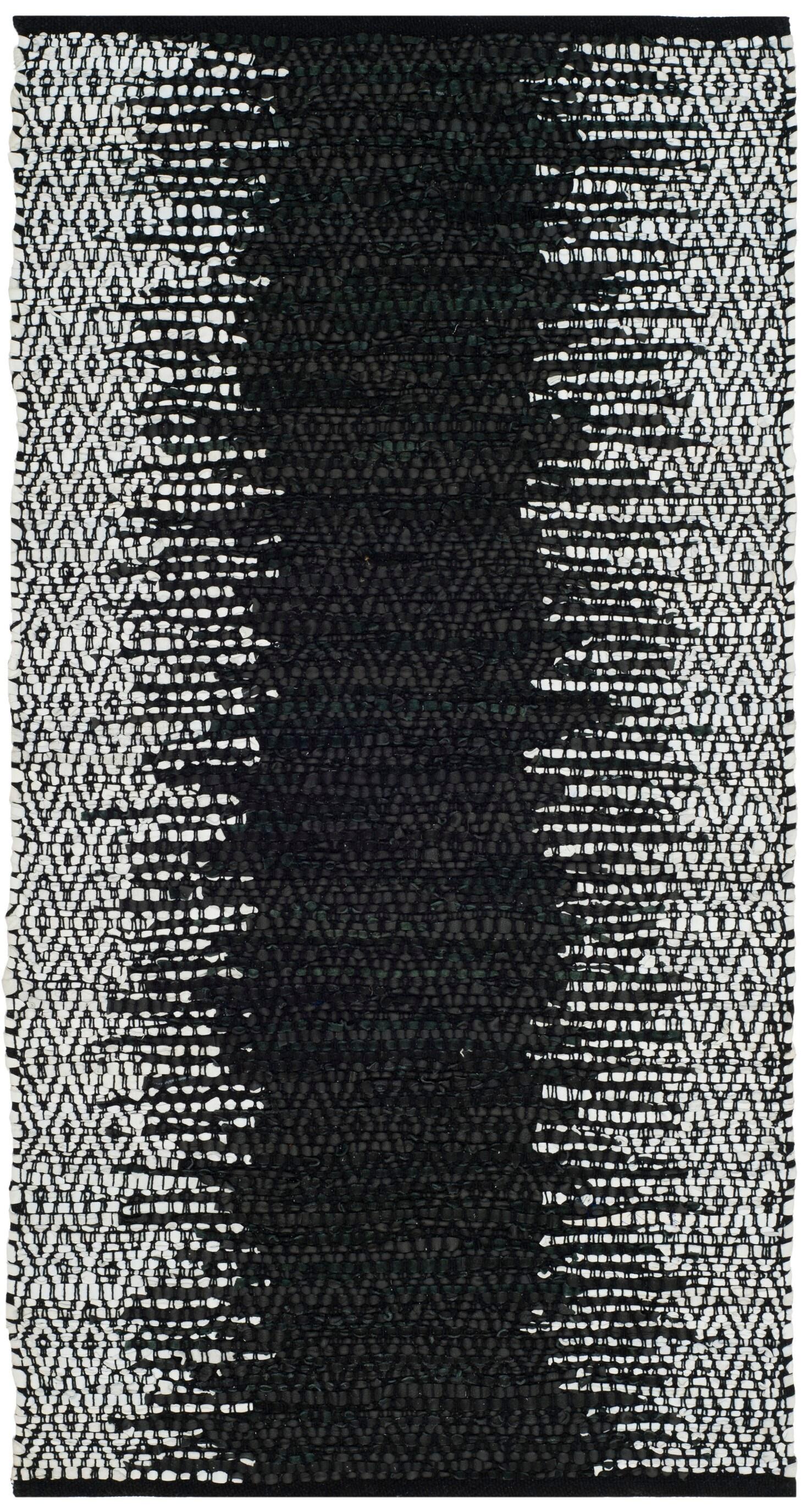 Vintage Leather VTL389 Hand Woven Accent Rug - Light Grey/Black - 2'3"x4' - Safavieh.