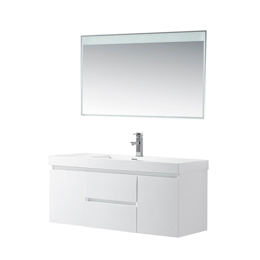 Vanity Art  Wall Hung 48 in. Single Sink Bathroom Vanity with Resin Top