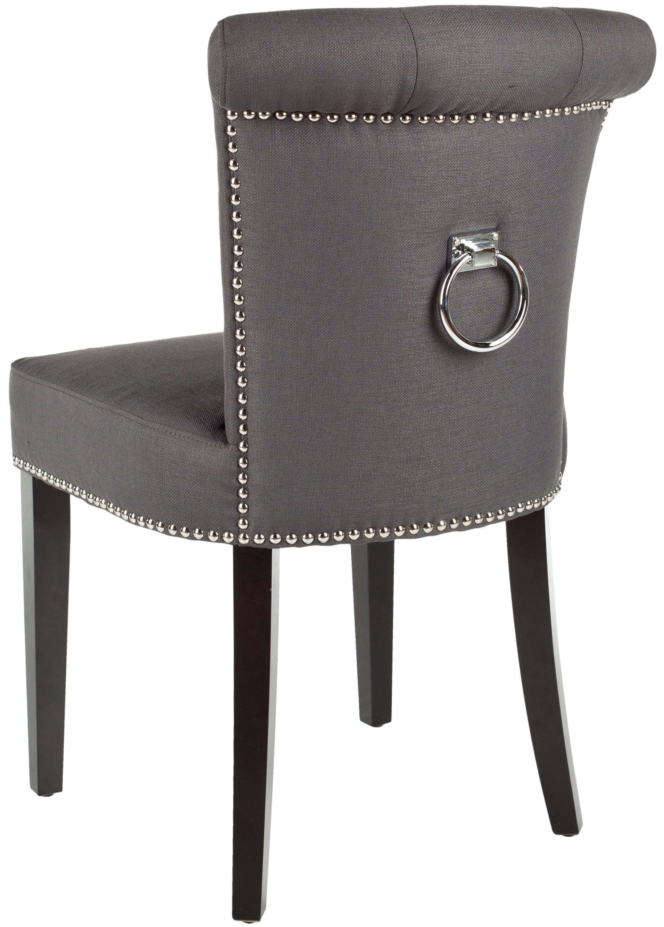 SAFAVIEH Sinclair Contemporary Glam Ring Chair w/ Silver Nail Heads, Charcoal/Espresso