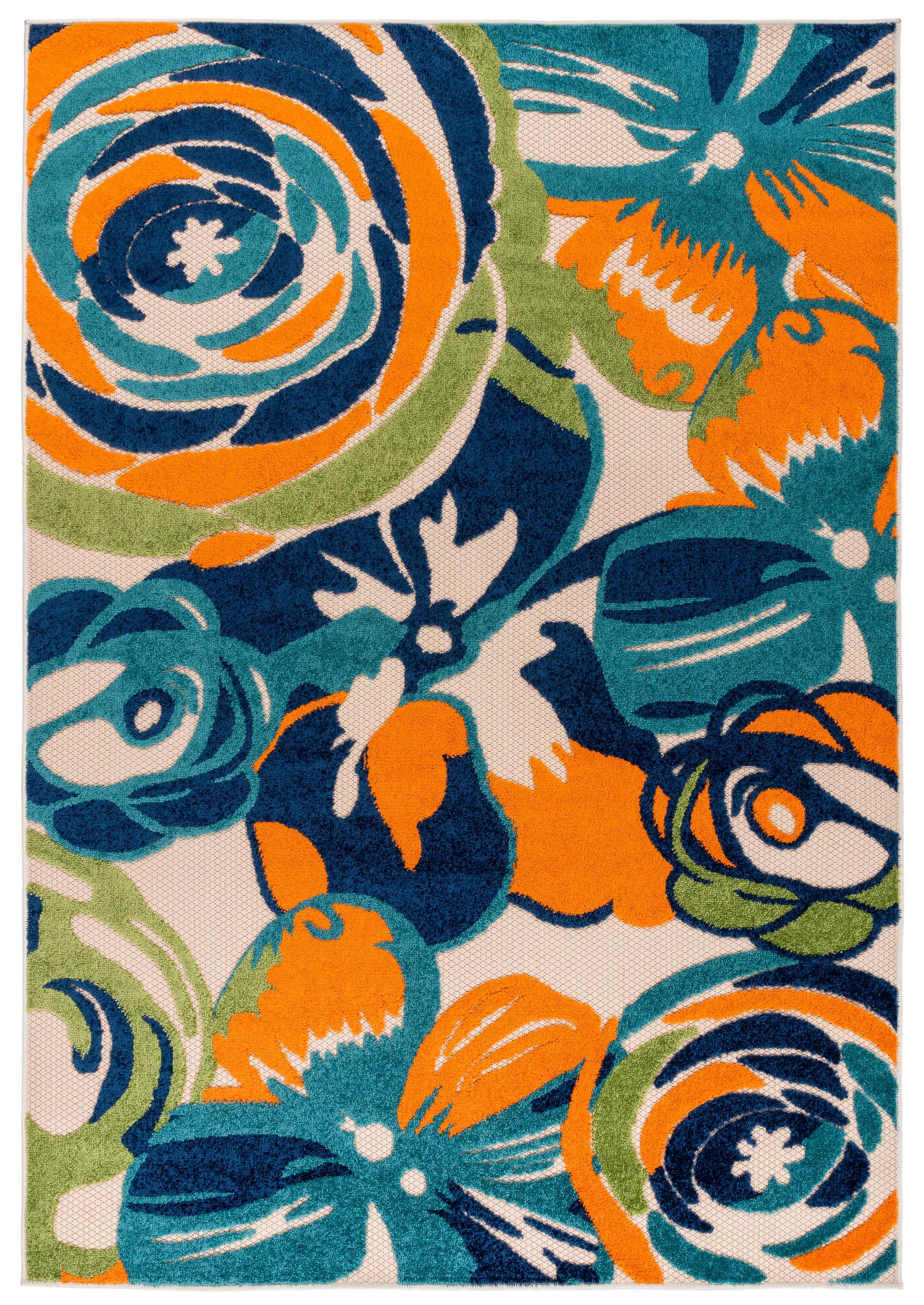 World Rug Gallery Modern Floral Indoor/Outdoor Area Rug - Multi 5' x 7'