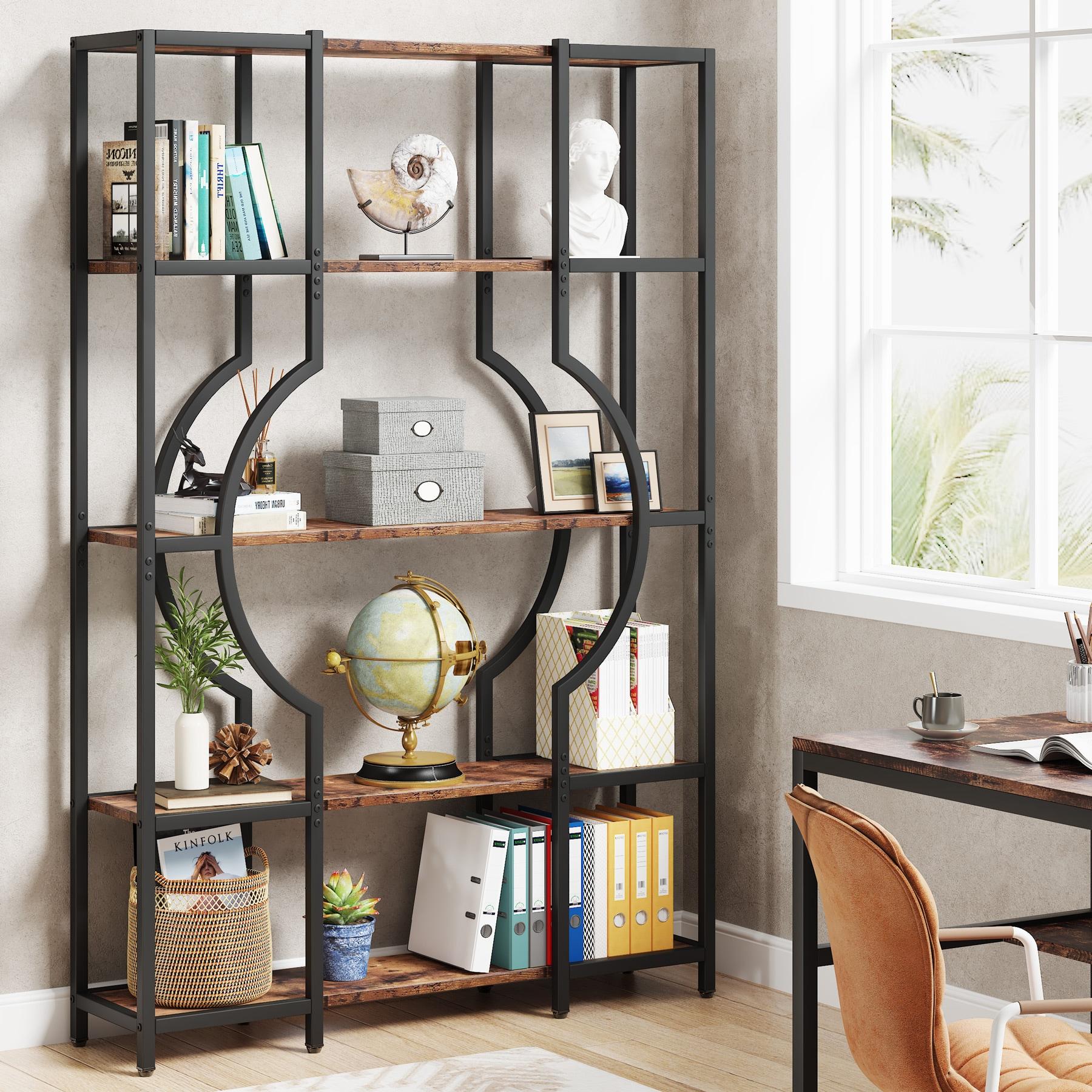 Tribesigns 5-Tier Bookshelf and Bookcase, Wooden Book Shelf with 12 Open Display Shelves