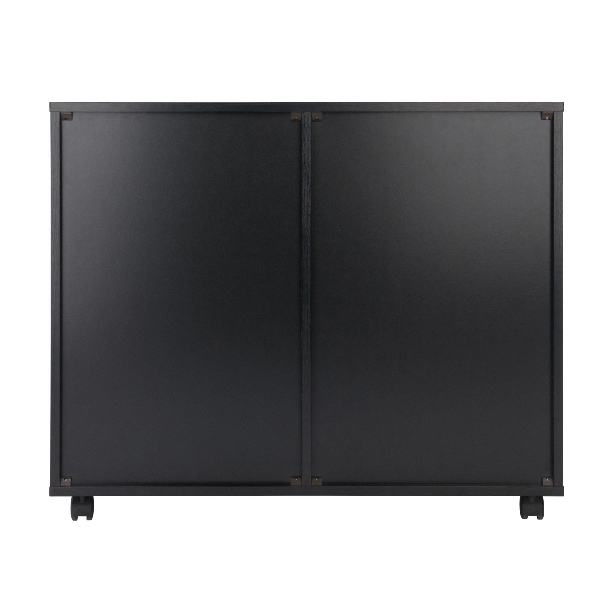 Halifax 2 Sections Mobile Storage Cabinet Black - Winsome: Wheeled Organizer with Locking Casters