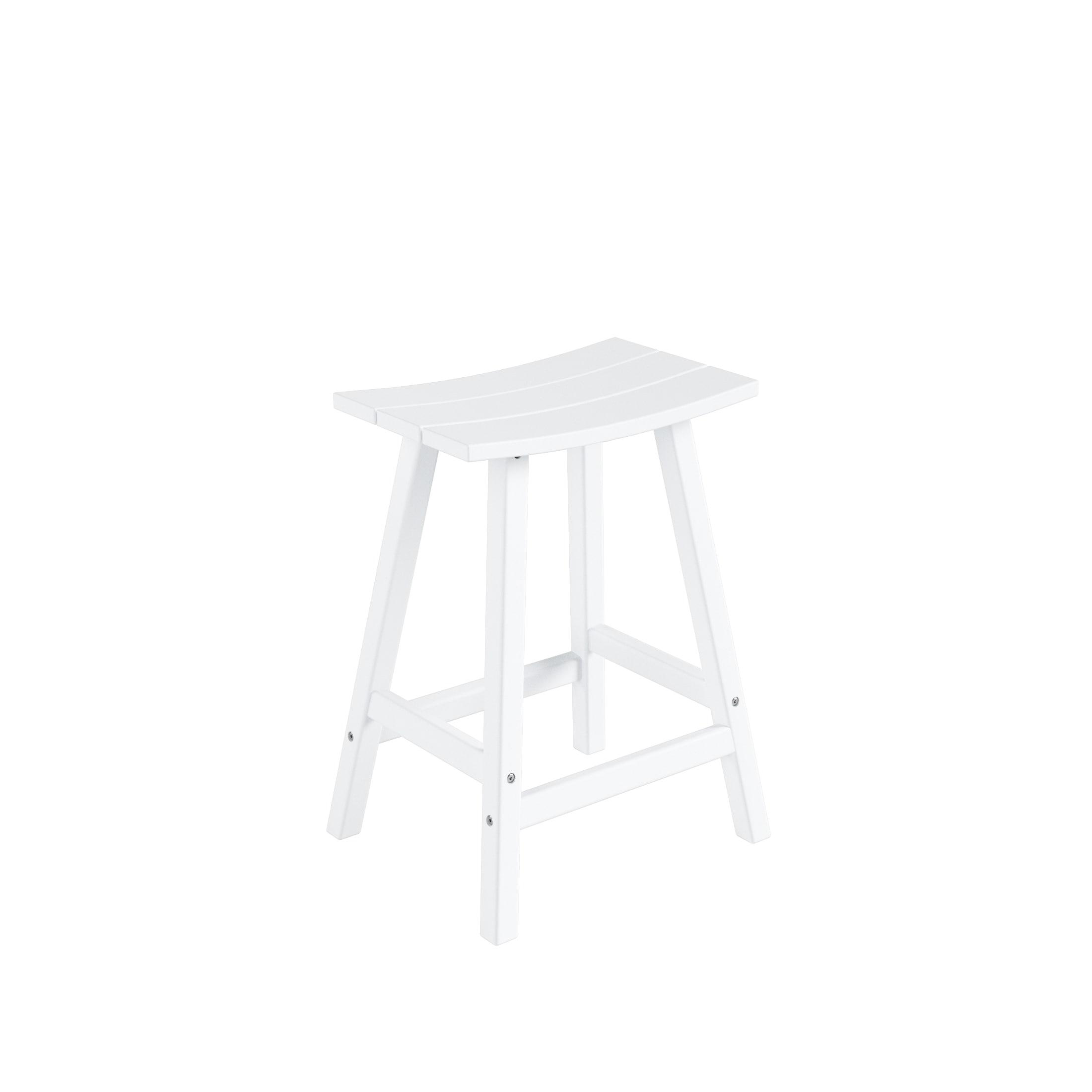 Polytrends Laguna Hdpe All Weather Outdoor Patio 24" Saddle Seat Counter Stool (Set Of 2) White