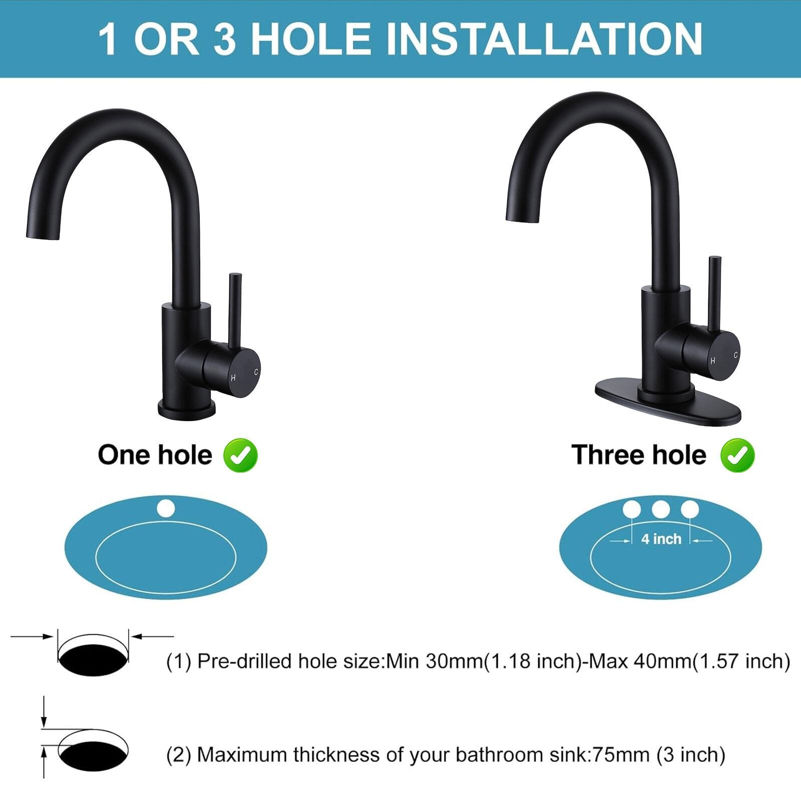 VIBRANTBATH Single-Hole Single-handle Bathroom Faucet 6025-Black