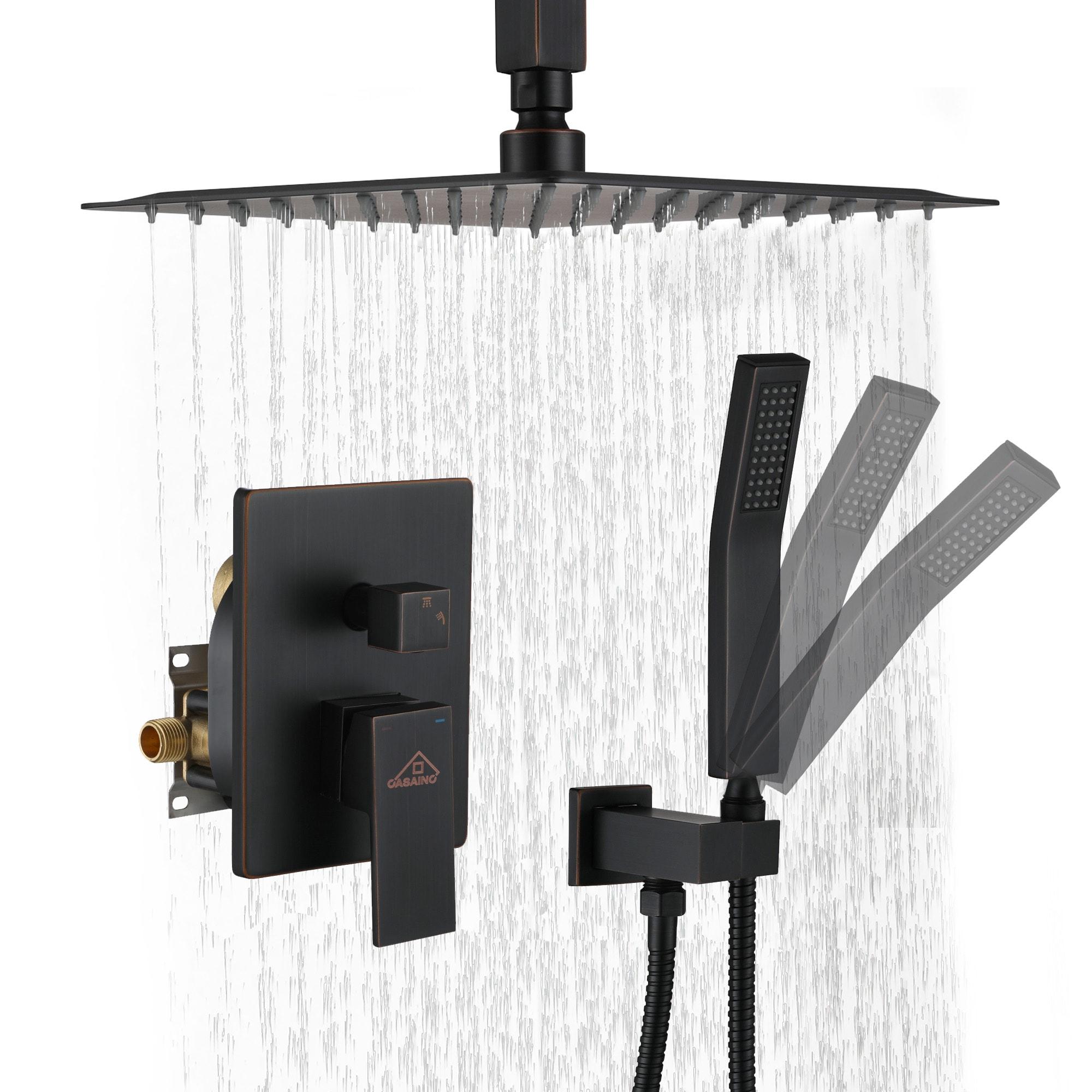 Oil Rubbed Bronze Ceiling-Mount Shower System with Handheld Shower