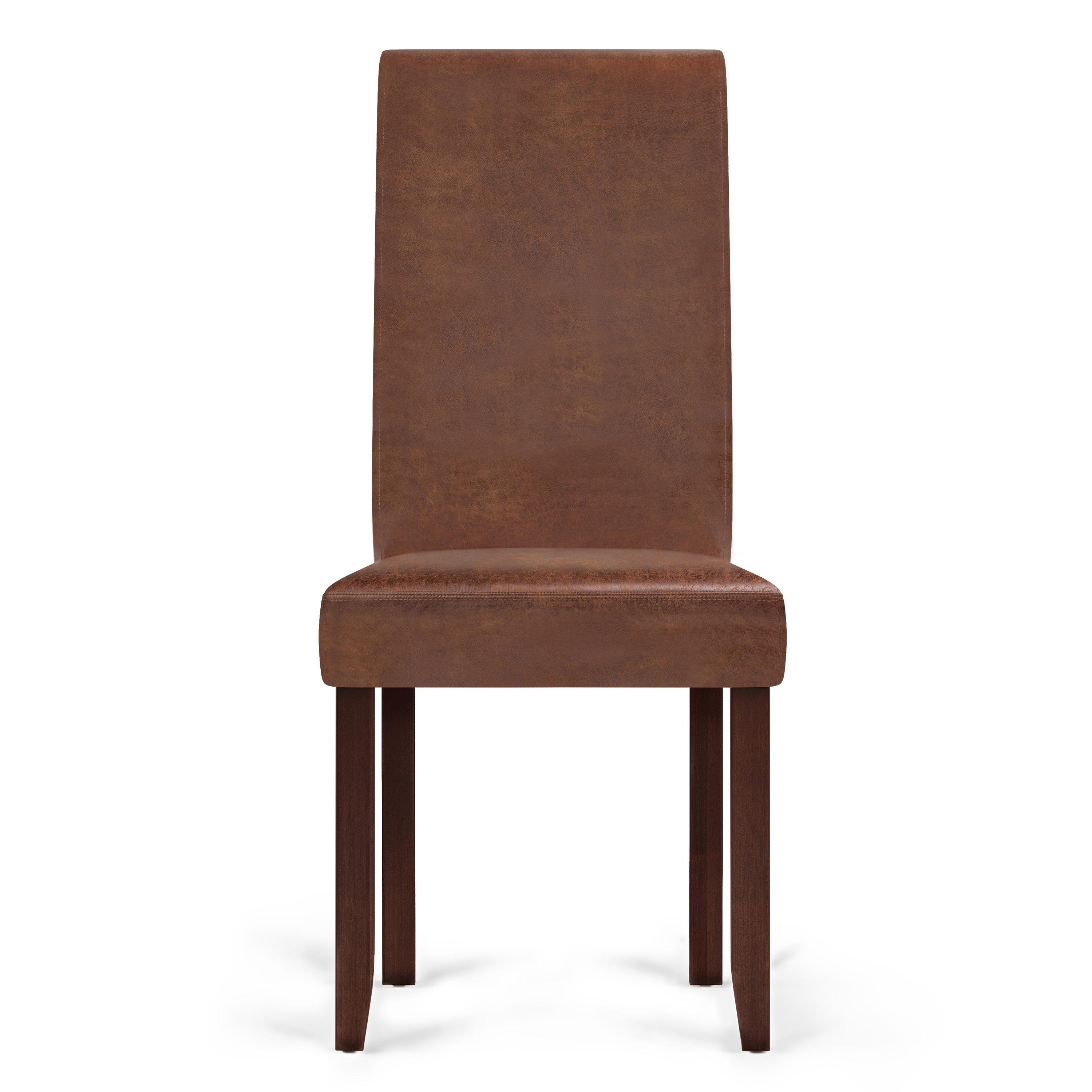 Simpli Home Upholstered Parson Dining Chair with Tufted Backrest and Solid Wood Frame