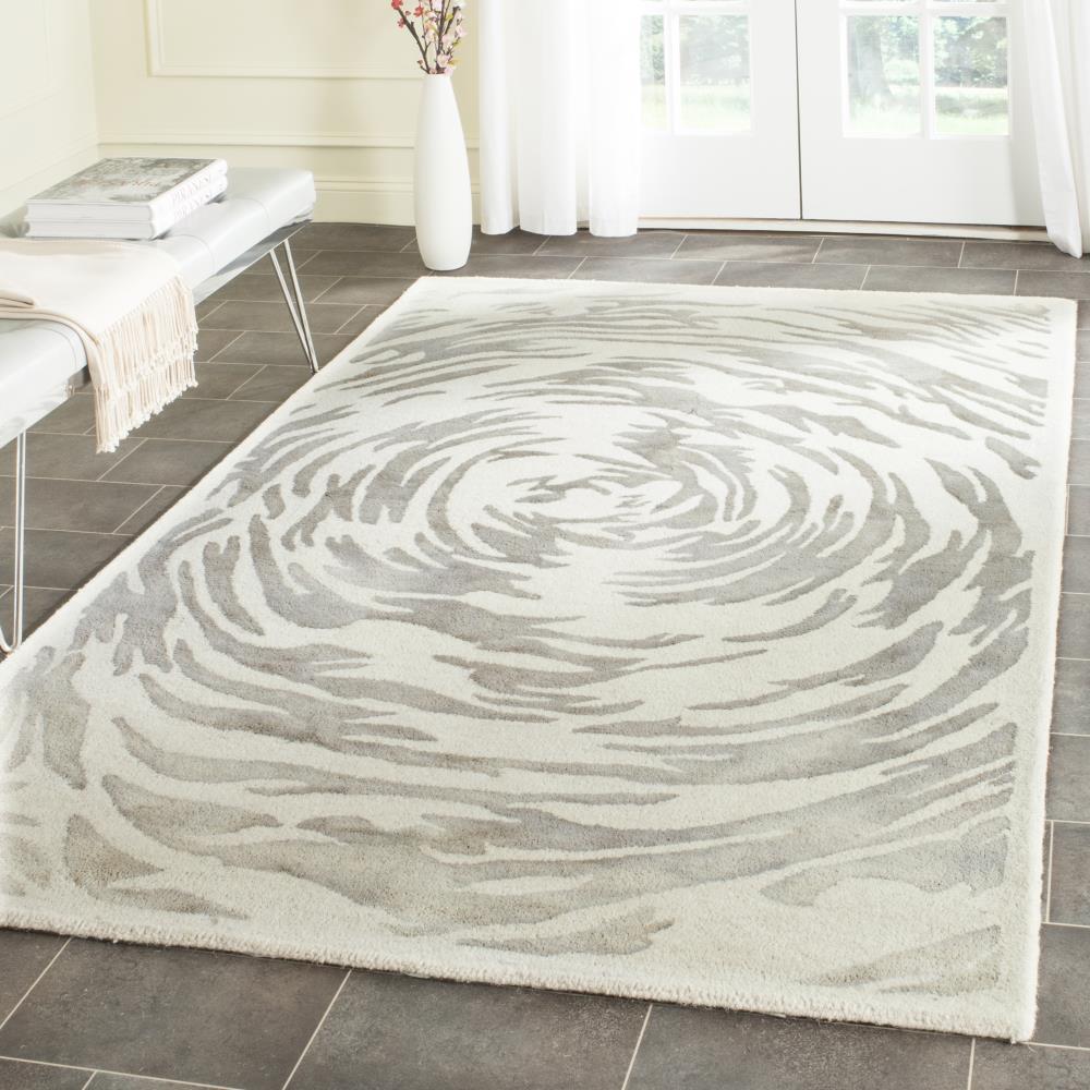 Bella BEL128 Hand Tufted Area Rug - Ivory/Grey - 5'x5' - Safavieh.