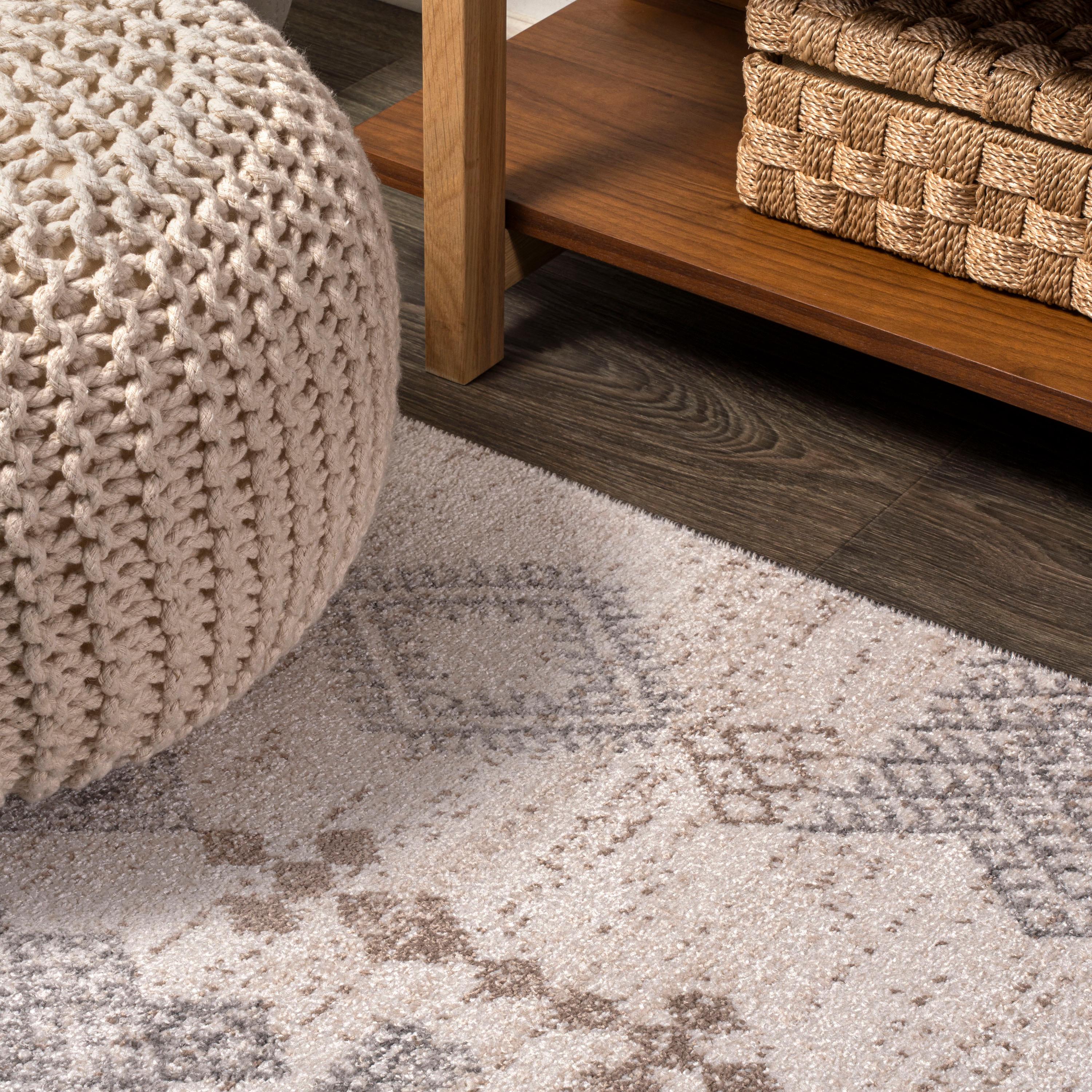 8'x10' Bhalil Berber Diamond Geometric Area Rug, Beige/Gray - JONATHAN Y
