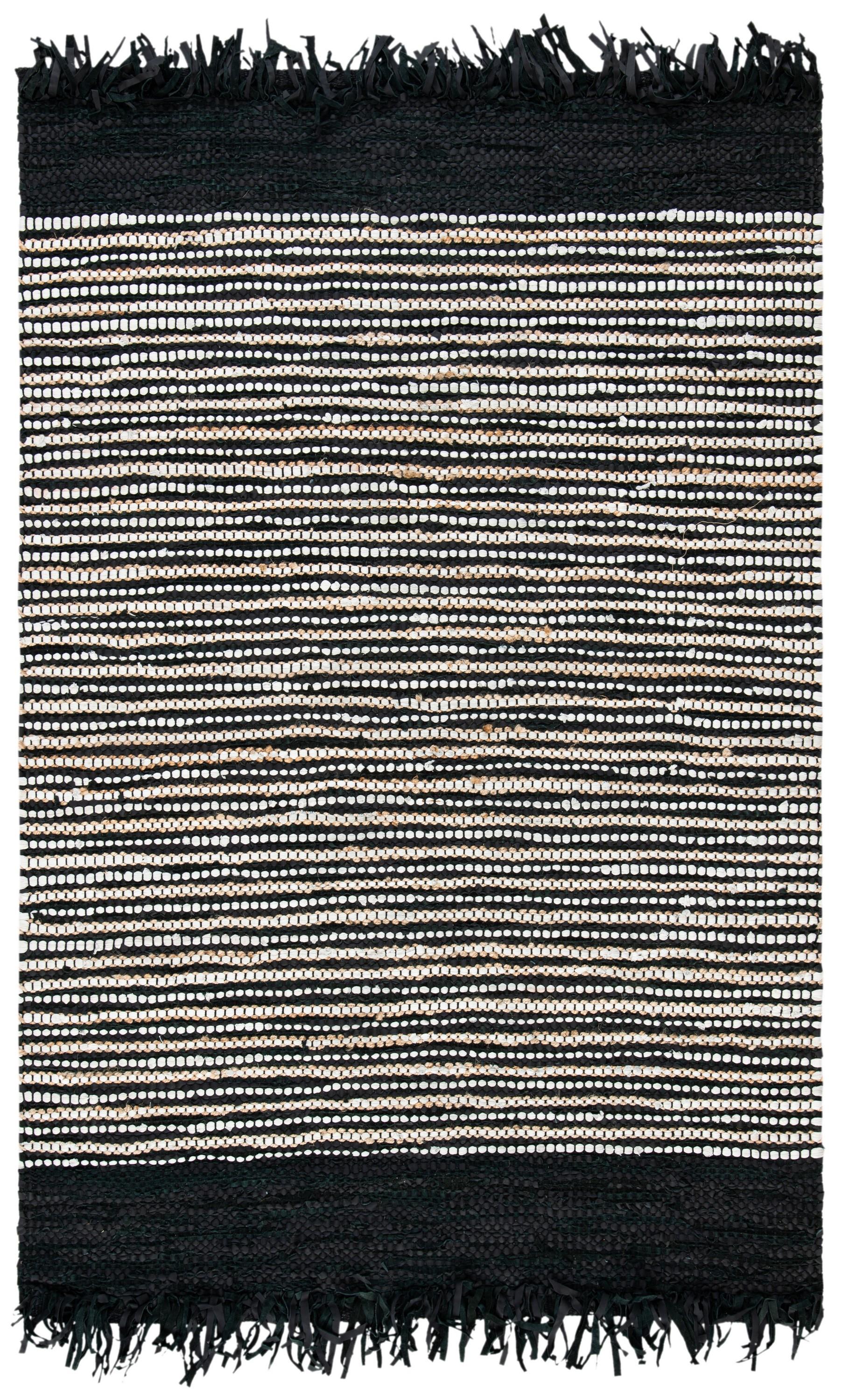 Vintage Leather VTL373 Hand Woven Indoor Area Rug - Black/Multi - 4'x6' - Safavieh.
