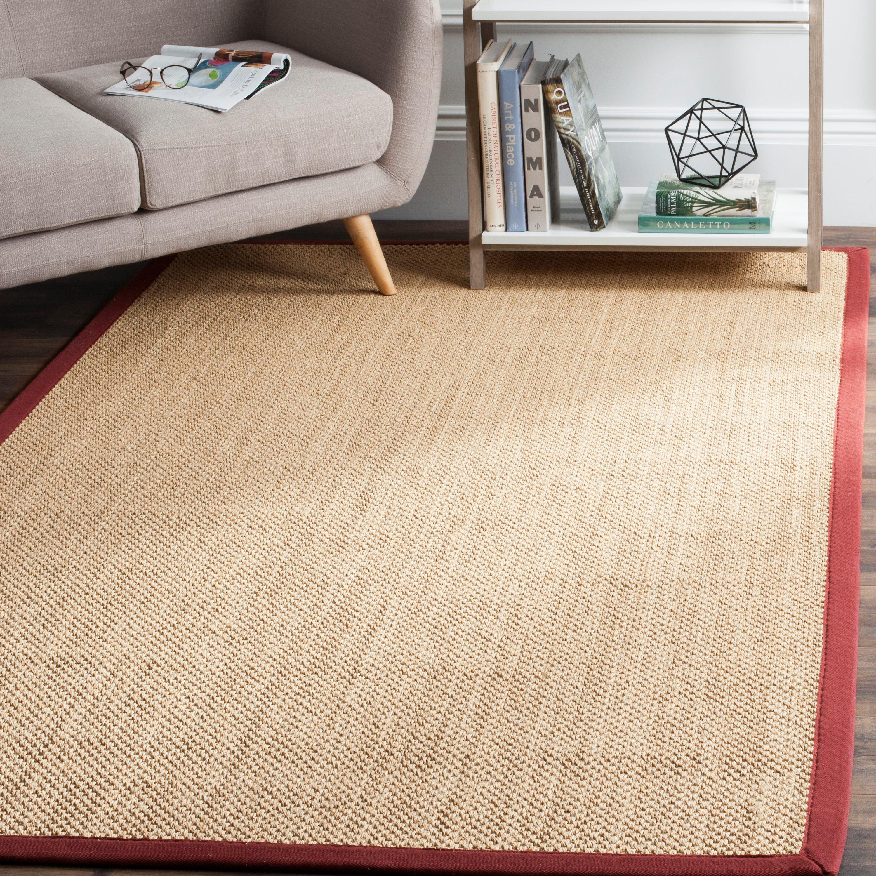 Natural Fiber NF141 Power Loomed Area Rug - Maize/Burgundy - 6'x9' - Safavieh.